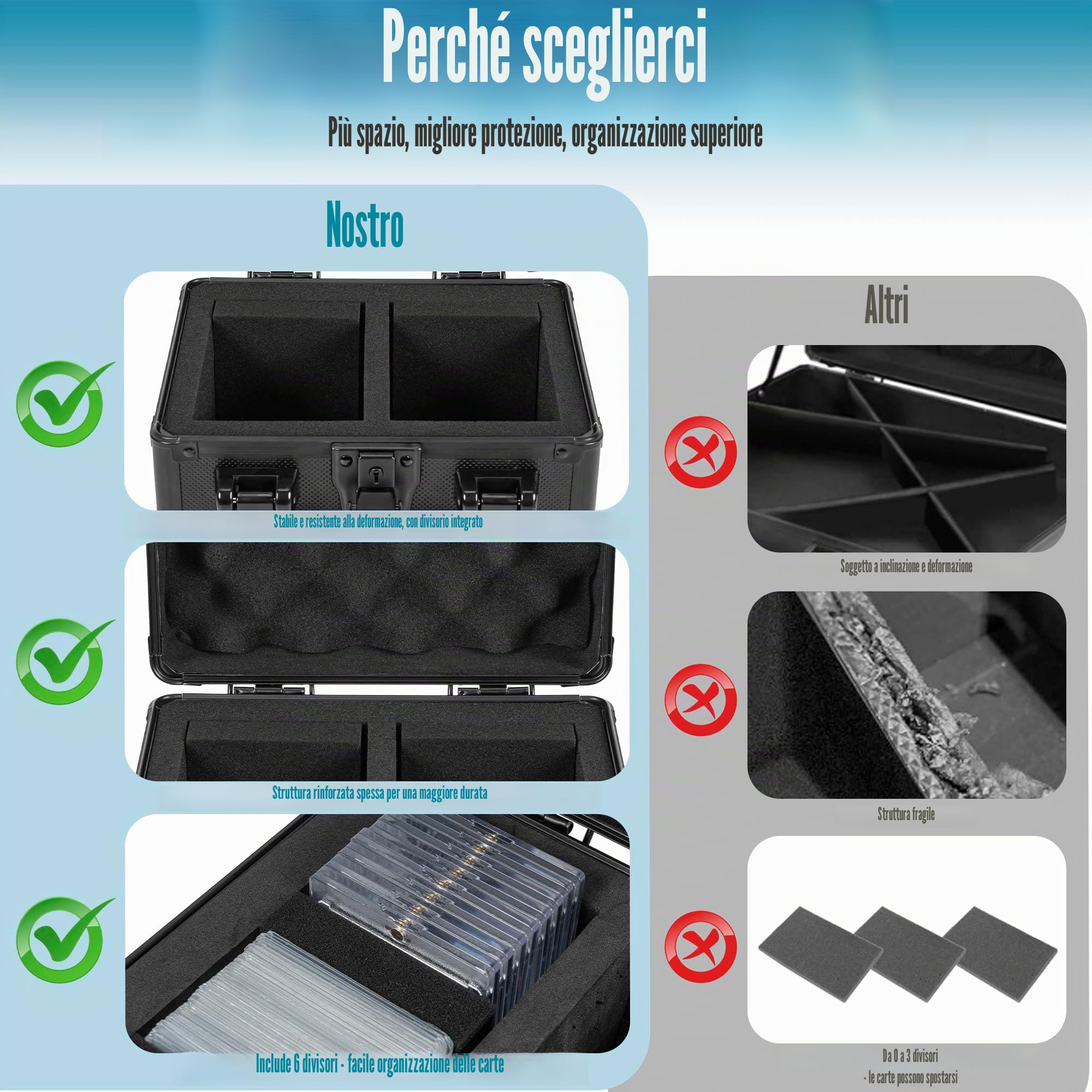 Scatola Porta-Carte in Lega di Alluminio con Caricamento dall'Alto, Scatola Portacarte con Ampia Capacità per 40 Vassoi Portacarte e Scomparti Regolabili