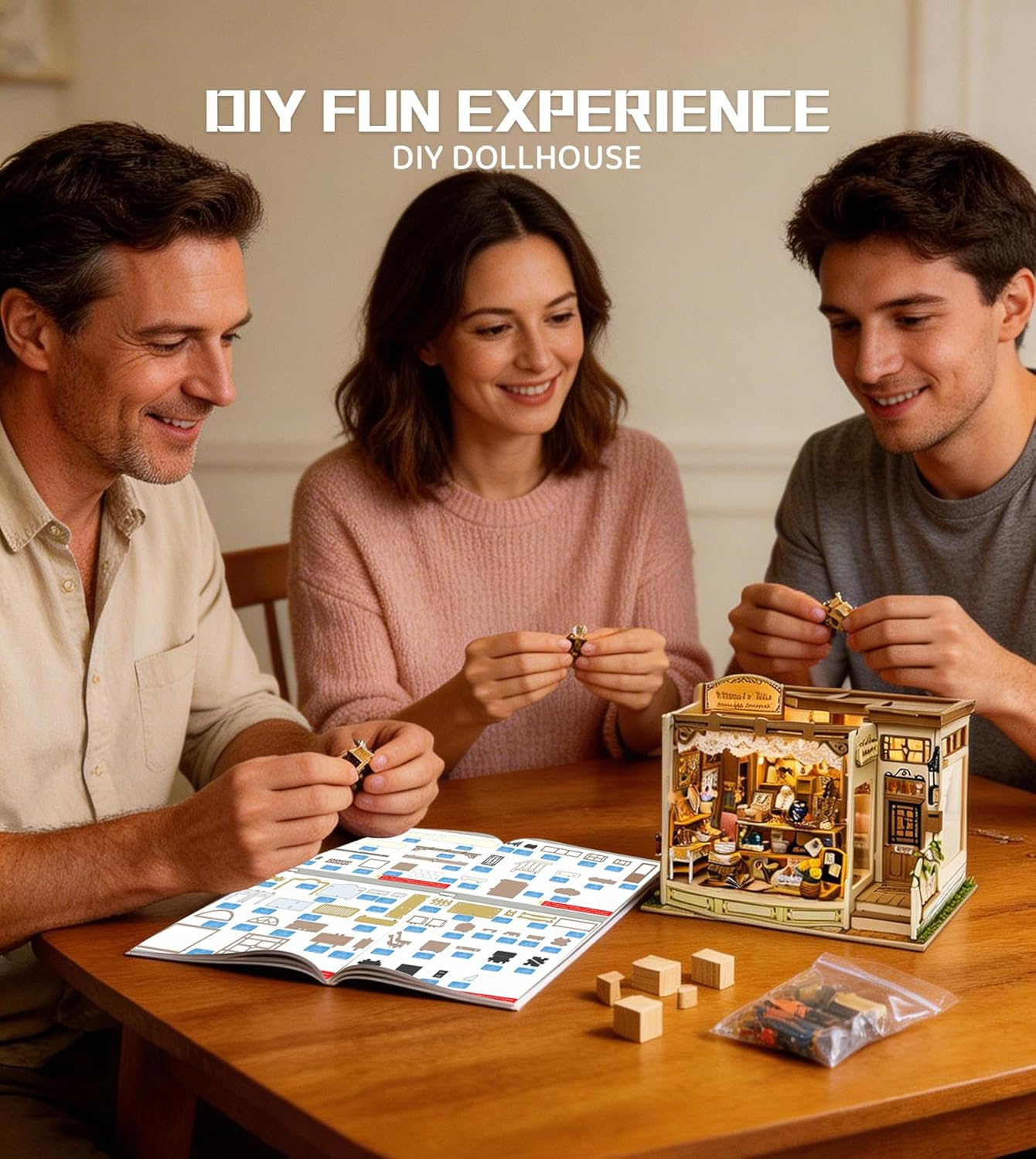 Spilay DIY Miniature House Kit, Vitrine's Tale Miniature Dollhouse Kit with Music Box, Mini House Building Kit Book Nook for Adult, Creative Bookshelf Decoration & Unique Gift