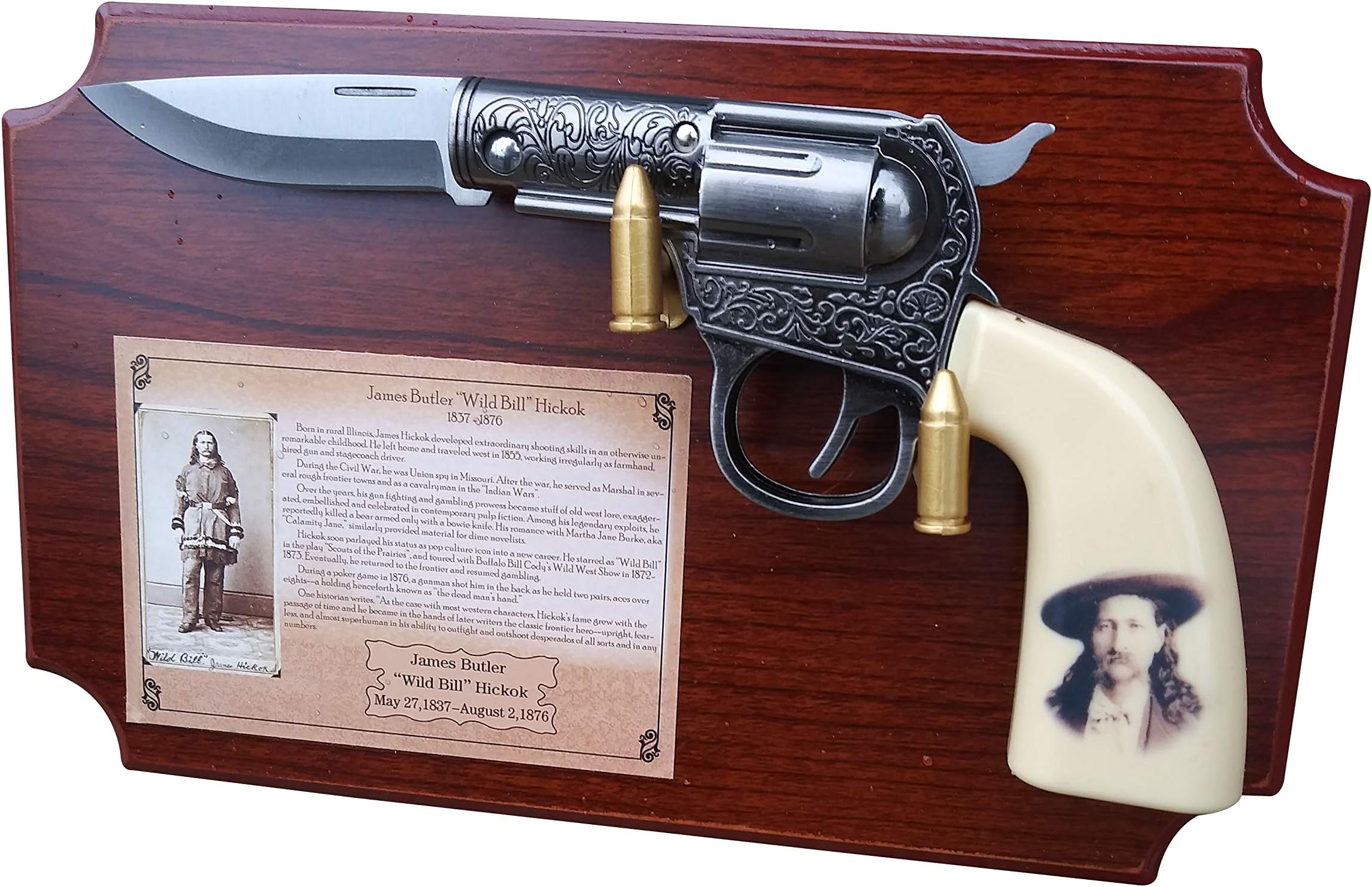 SplendidGifts Western Knife with Plaque (James Butler Wild Bill Hickok) KN-1933 WB
