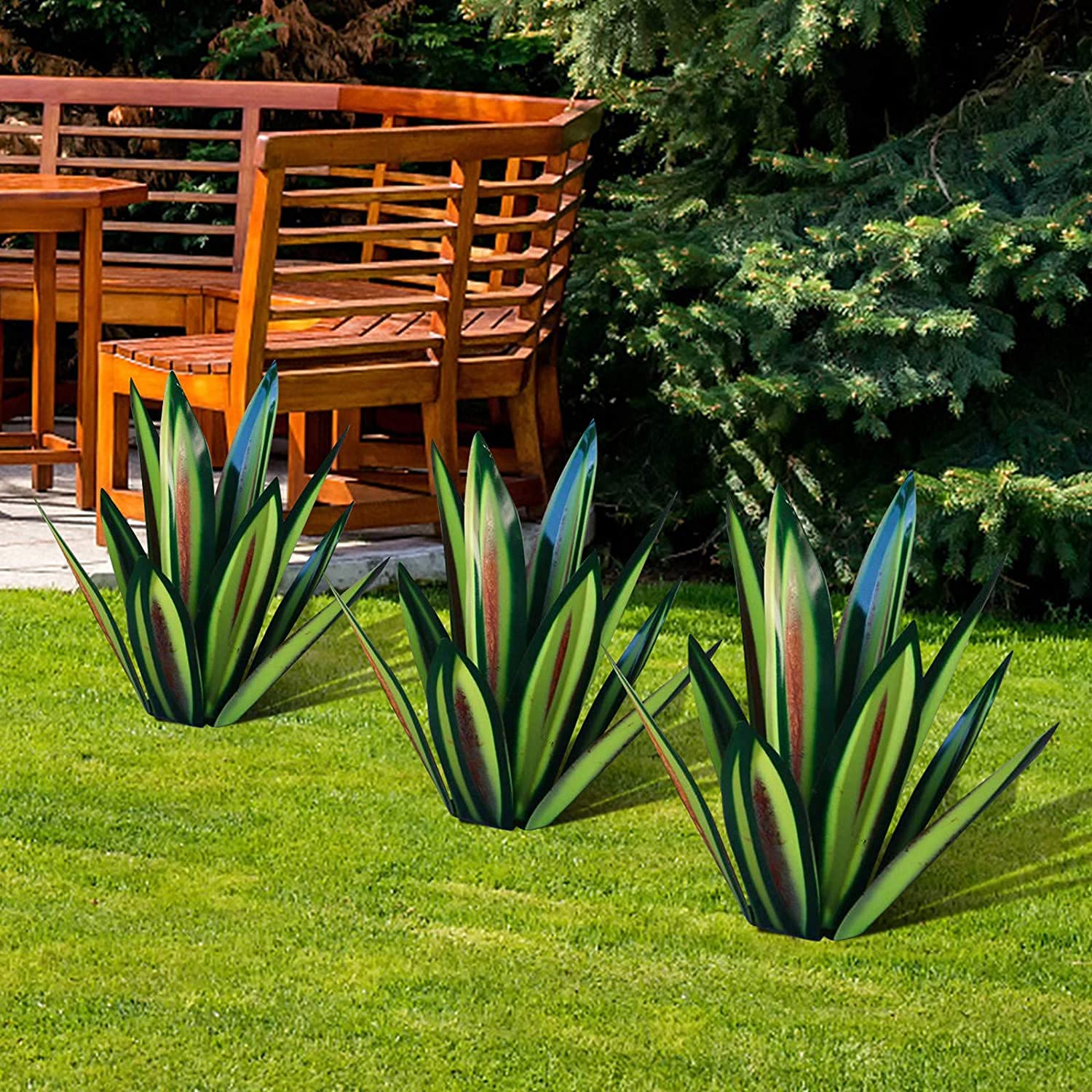 Generico Scultura Rustica Tequila, pianta di Agave Rustica in Metallo Fai da Te da 35 cm per Esterni, Patio, Giardino, Cortile, Prato, Ornamenti, Statua Decorativa per Giardino, Oro (Verde)
