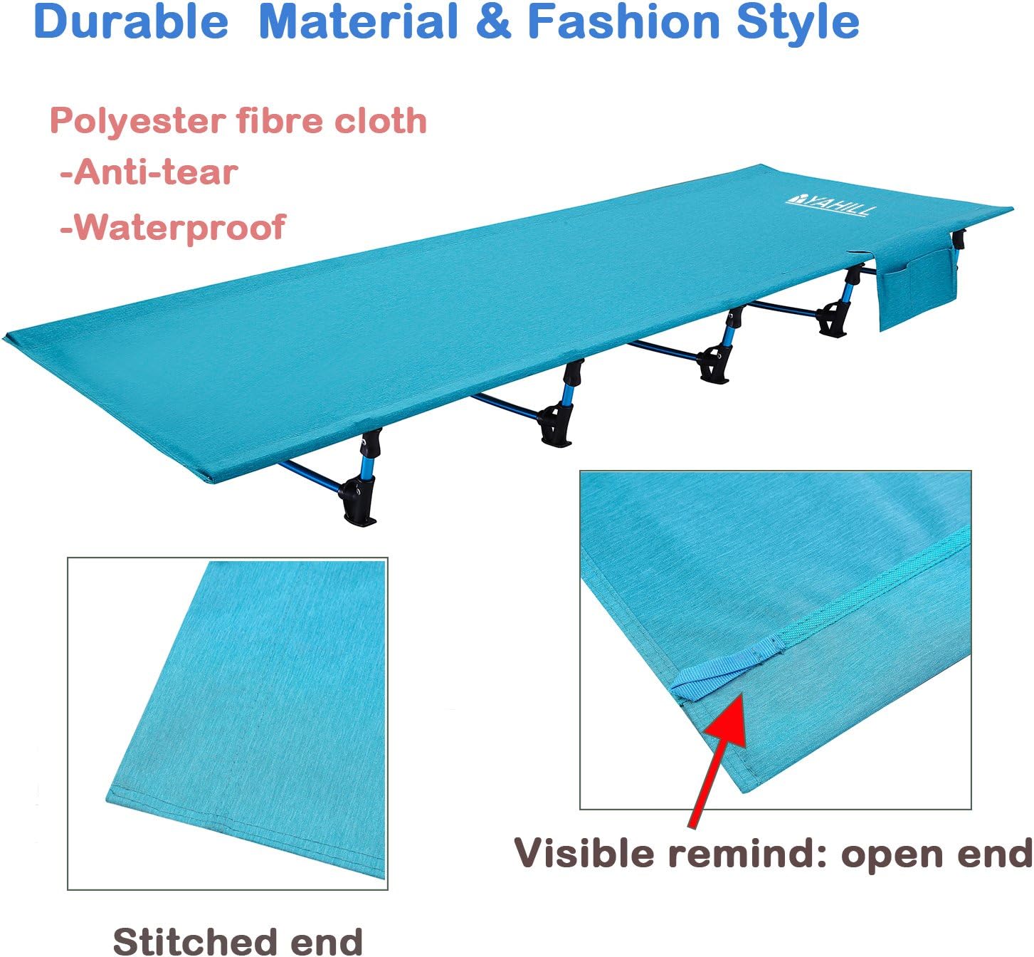 YAHILL Ultralight Folding Camping Cot Sleeping Collapsible Portable Foldable Bed Aluminum Replacements for Tent Backpack, Adults Youth Outdoor Travel Hiking Fishing Hunting