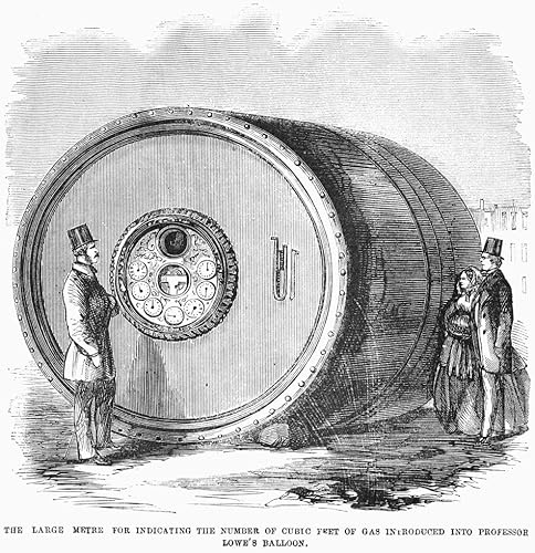 LoweS Globo 1859 Nel medidor grande para medir la cantidad de gas utilizado para inflar Thaddeus SC LoweS globo de aire caliente American grabado