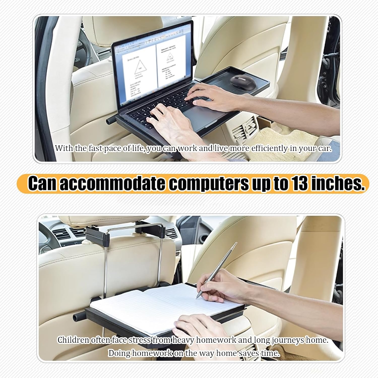 Foldable RV Table, Picnic Wall Mounted, Car Steering Wheel Tray, Back Seat Headrest Tray For Eating Food Drink And Writing Laptop Work, Car Desk (2 In 1)