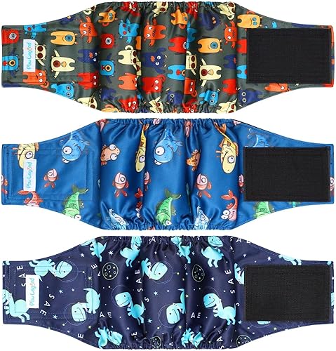 Paw Legend Pañales lavables para el vientre para perros machos Pañales de alta absorción para cachorros y perros machos (paquete de 3, pequeño),