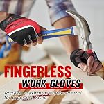 HANDLANDY Fingerless Gants de travail pour les hommes, Gant de travail à moitié doigt Grip d'absorption de choc TPR Gants anticollision pour hommes & Femmes(M)