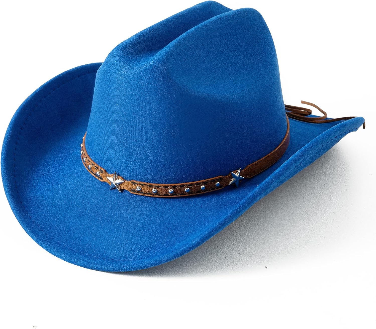 Jastore Faux-Suede Kids Cowboy Hat for Girls Boys Western Cowgirl Hat with Buckle Belt Wide Brim Fedora Hat Dress Up Costume