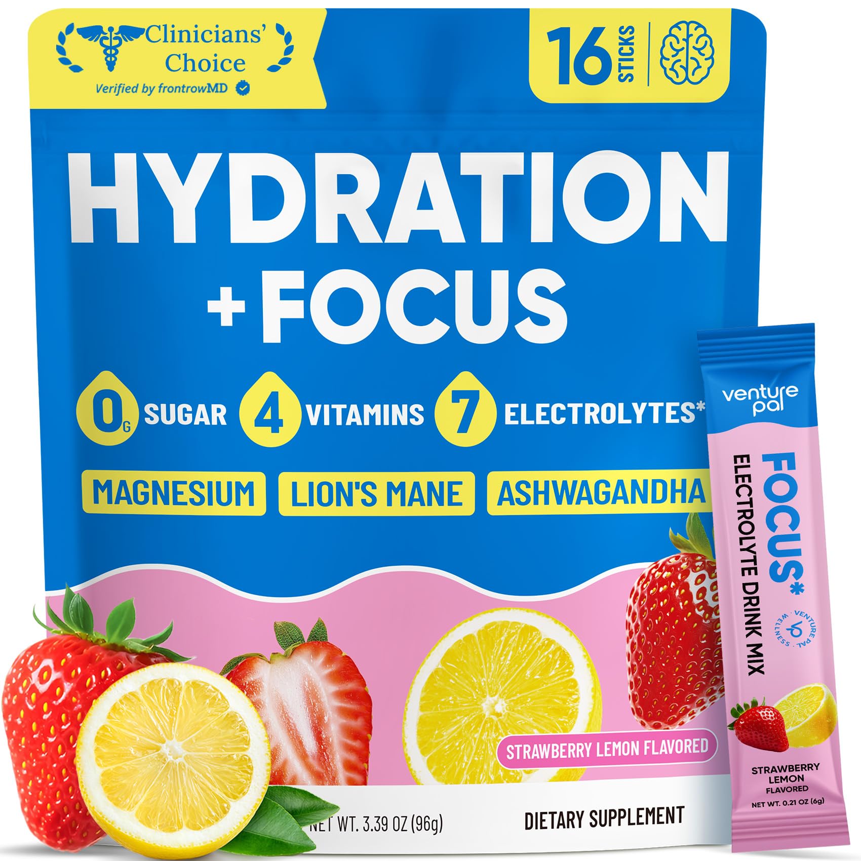 Venture Pal Sugar Free Hydration + Focus Electrolyte Packets, 16 Sticks — Amazon image 13
