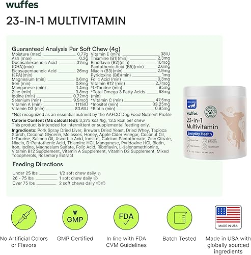 Miniatura 7 de Wuffes Suplemento para cadera y articulaciones para perros y paquete multivitamínico 23 en 1 para perros (razas pequeñas y medianas)