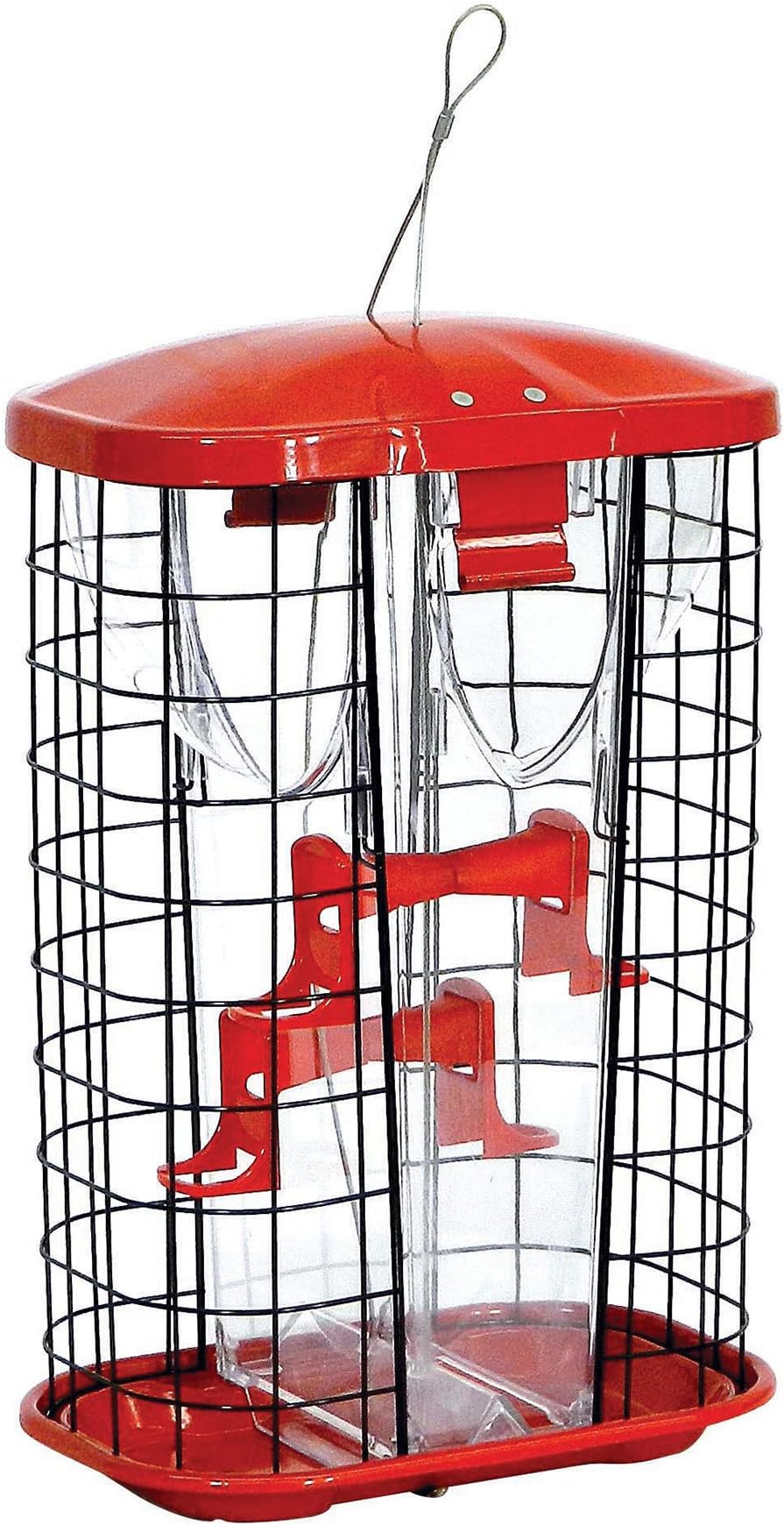 Stokes Select Squirrel-X Squirrel Resistant Bird Feeder, Jumbo Hopper Feeder, Four Perches, 7.2 Pounds Bird Seed Capacity, Red (38271)