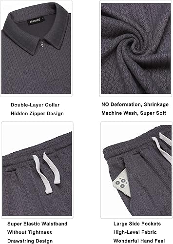 Miniatura 5 de JoZorro Conjunto de camisa polo y pantalones cortos para hombre, conjunto de chándal a la moda, casual, de verano, 2 piezas para hombre