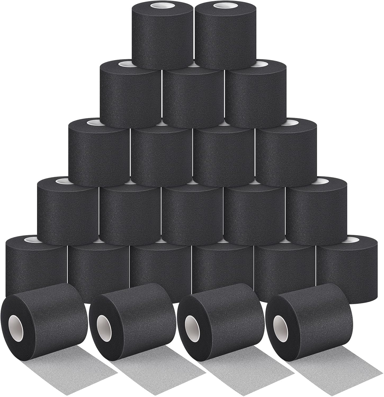 24 Pieces Foam Underwrap Tape Sports Prewrap Athletic Tape Foam Pre Wrap for Ankles Wrists Hands and Knees(Black)