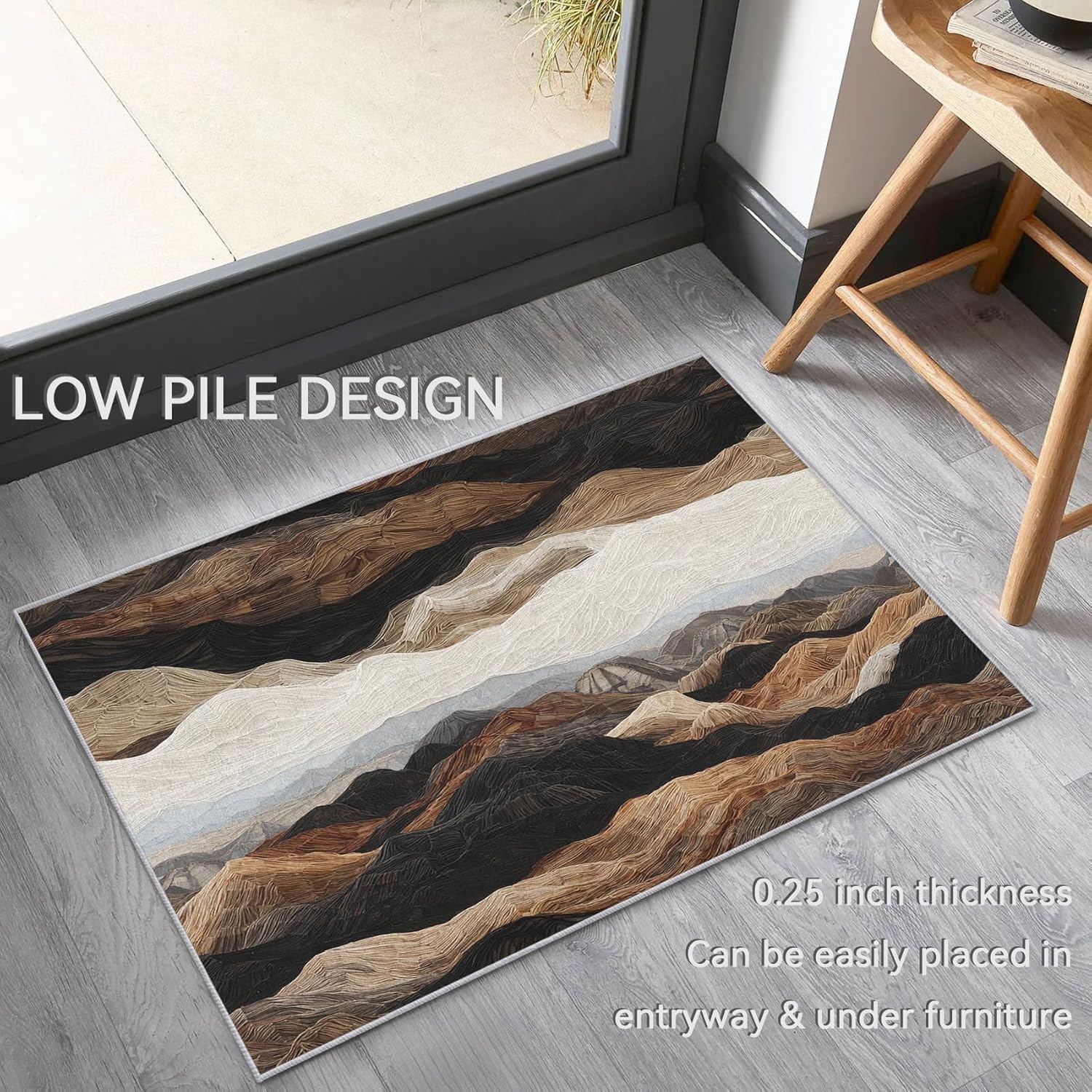 Abstract Mountain Rug 2x3 Throw - Art Landscape Rugs for Entryway, Bedroom, Home Decor - Nature Scenic Area Rug - Mountains Indoor Door Mat - Washable & Non Slip