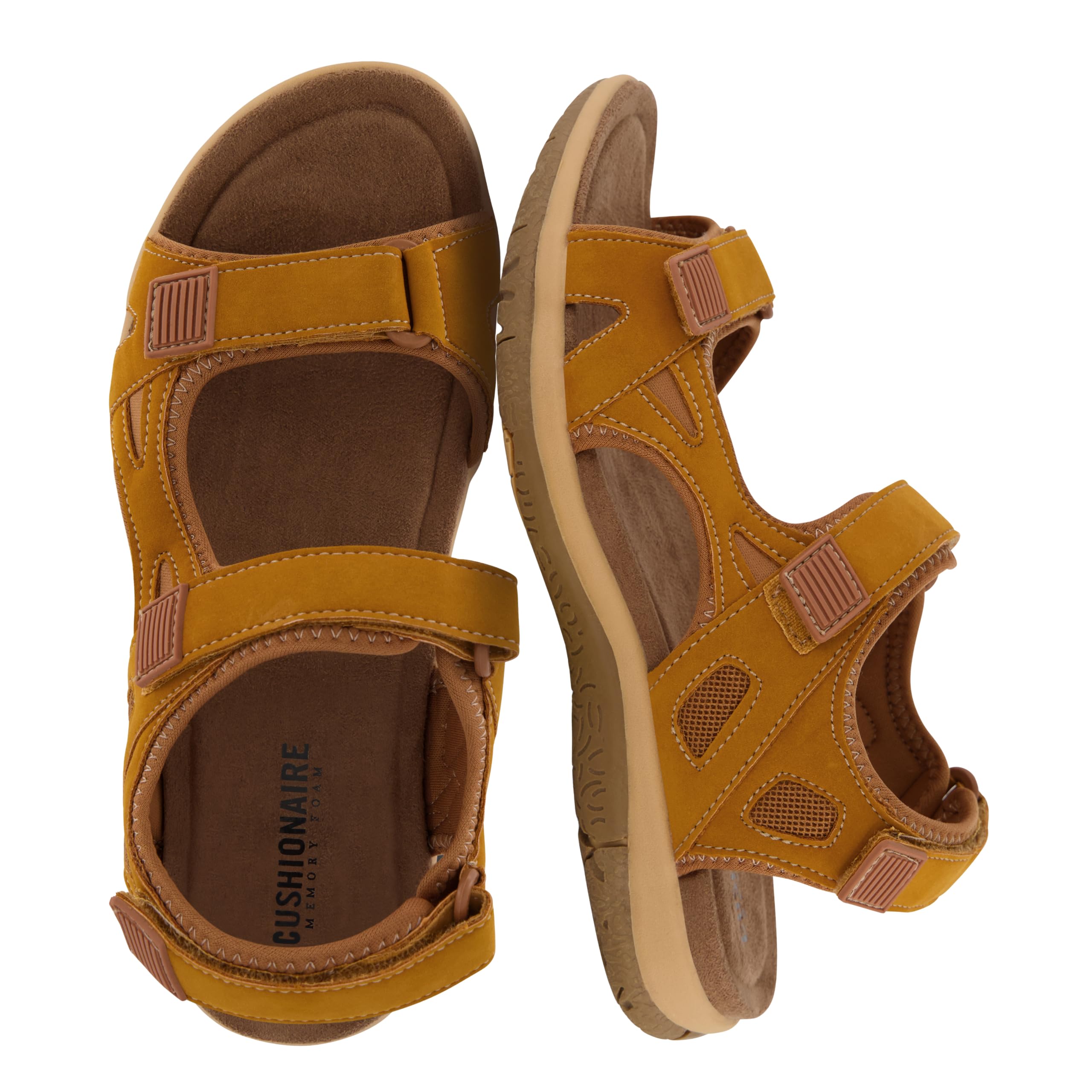 CUSHIONAIRE Pace Comfortable Walking Sandals for Women with Arch Support and Adjustable Straps