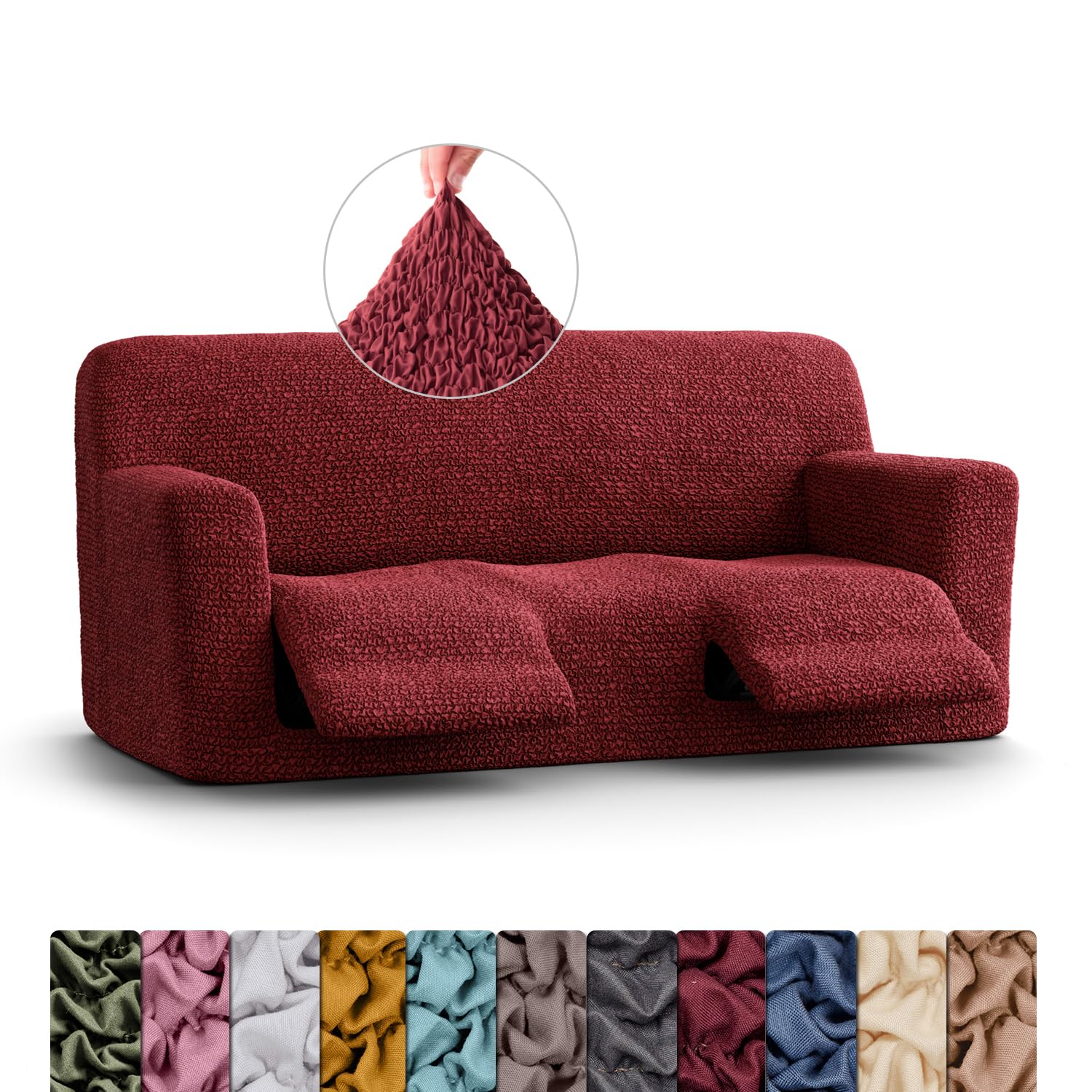 Menotti 3 Seater Couch Cover - Sofa Cover - Sofa Protector - Soft Polyester Fabric Slipcover - 1-Piece Form Fit Stretch Elastic Stylish Furniture Cover - Microfibra - Grey (3 Seater) — view 61
