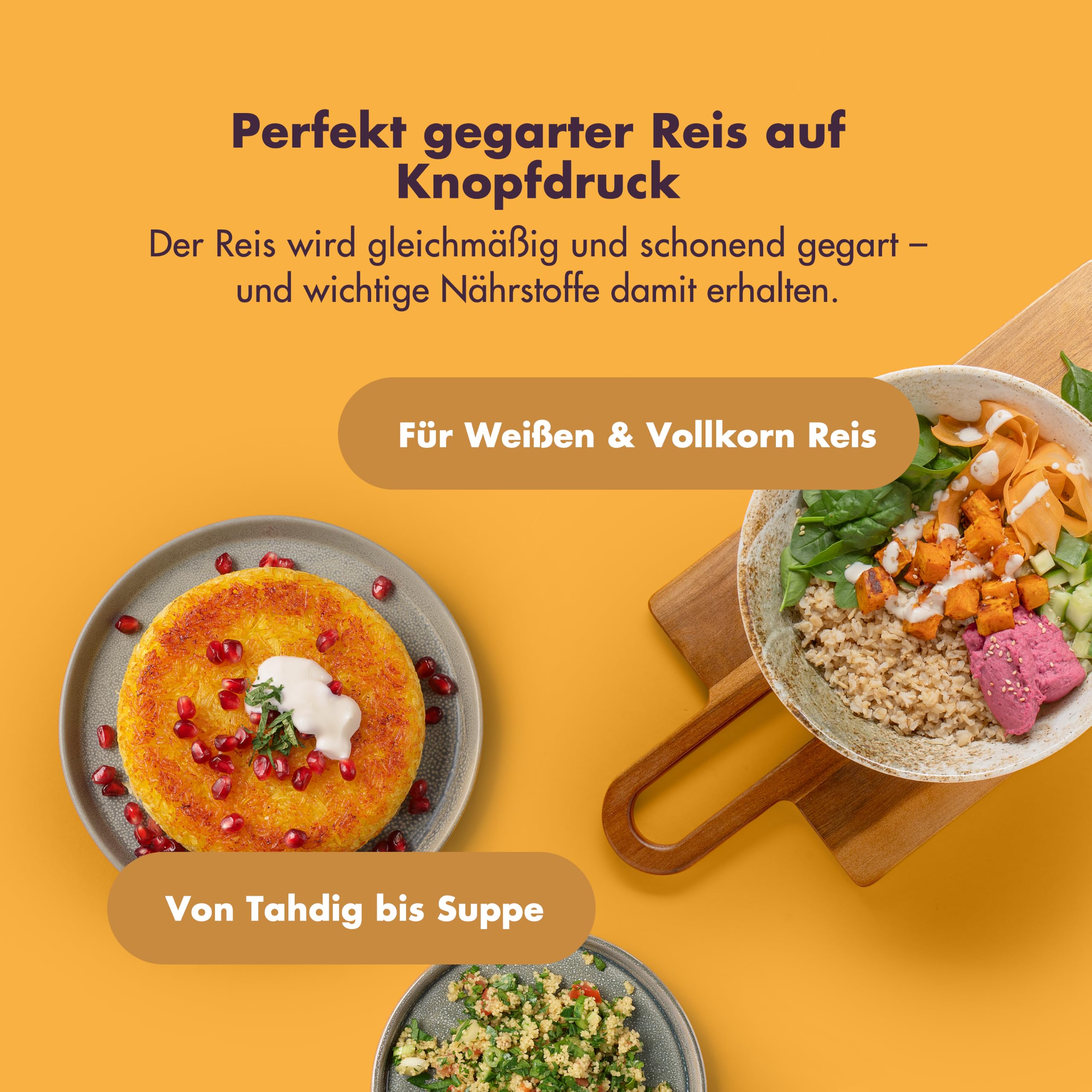 REISHUNGER Digitaler Reiskocher & Dampfgarer – 1,5L – Schwarz | bis zu 8 Personen – Warmhaltefunktion, Timer & Premium Innentopf – Multikocher, 12 Programme, 7-Phasen-Technologie