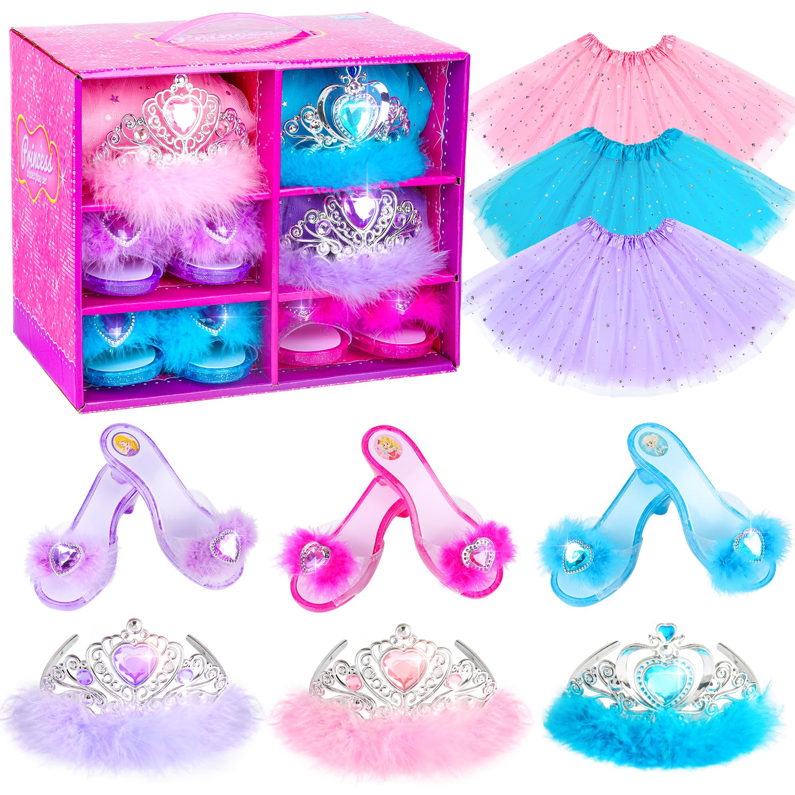 Amazon.com: BIBUTY Princess Dress Up Shoes, 3 Sets of Princess