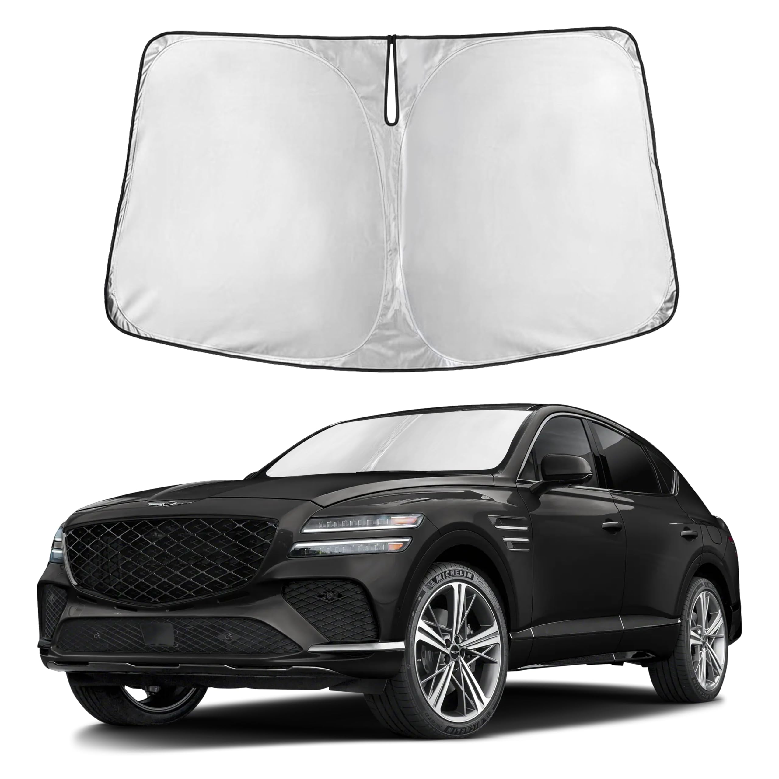 Autovir Windshield Sun Shade Fit for 2021-2023 2024 2025 Genesis GV80 Sunshade, Front Car Window Shades Sun Visor, Blocks UV Rays & Heat, Car Accessories Fit for Genesis GV80 2021-2025