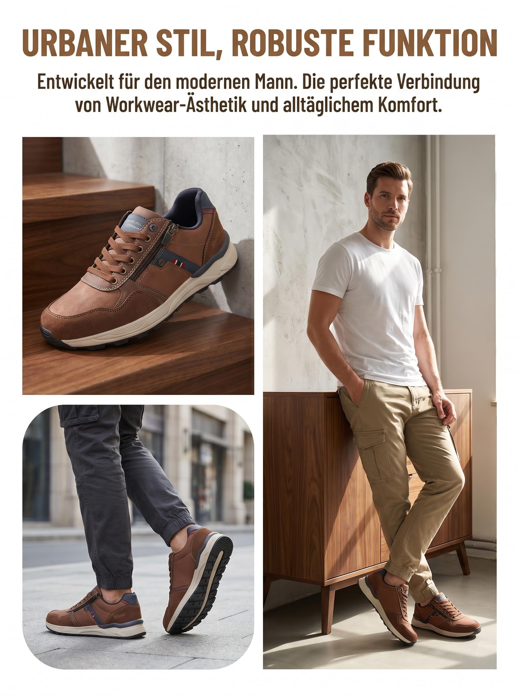 ARRIGO BELLO Sneaker Schuhe Herren Reißverschluss Freizeitschuhe rutschfest Halbschuhe Outdoor Leichte Turnschuhe für Männer 41-46