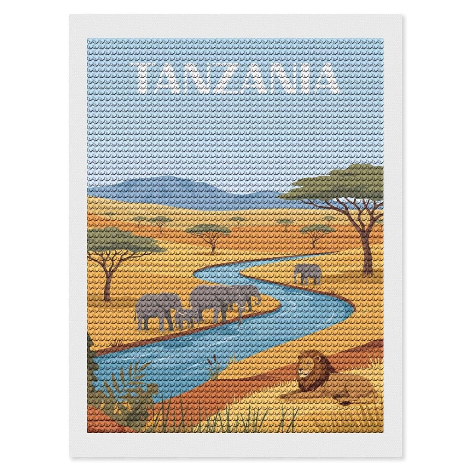 Junmoney Tanzania Diamond Painting Kit 12"x16", for Women, Simple to Start, Bedroom Decor, Christmas Gift, Good for Quiet Evenings