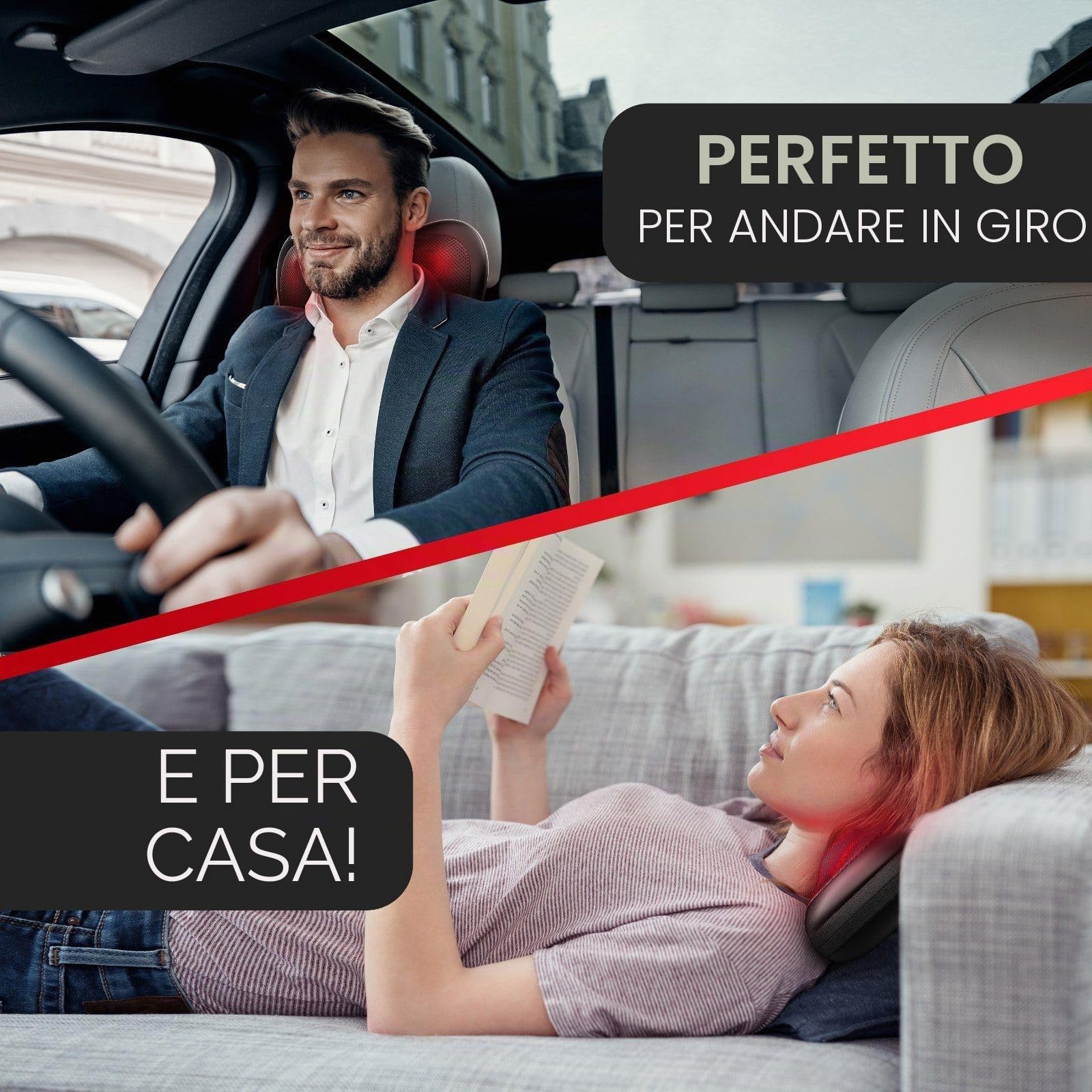 Wellax Cuscino Per Massaggio Rilassante Con Funzione Di Calore E Rotazione A 360 ° - Dispositivo Per Massaggi Shiatsu Con 3 Velocità Per Spalle E Schiena - Massaggiatore Per Il Collo (Nero)