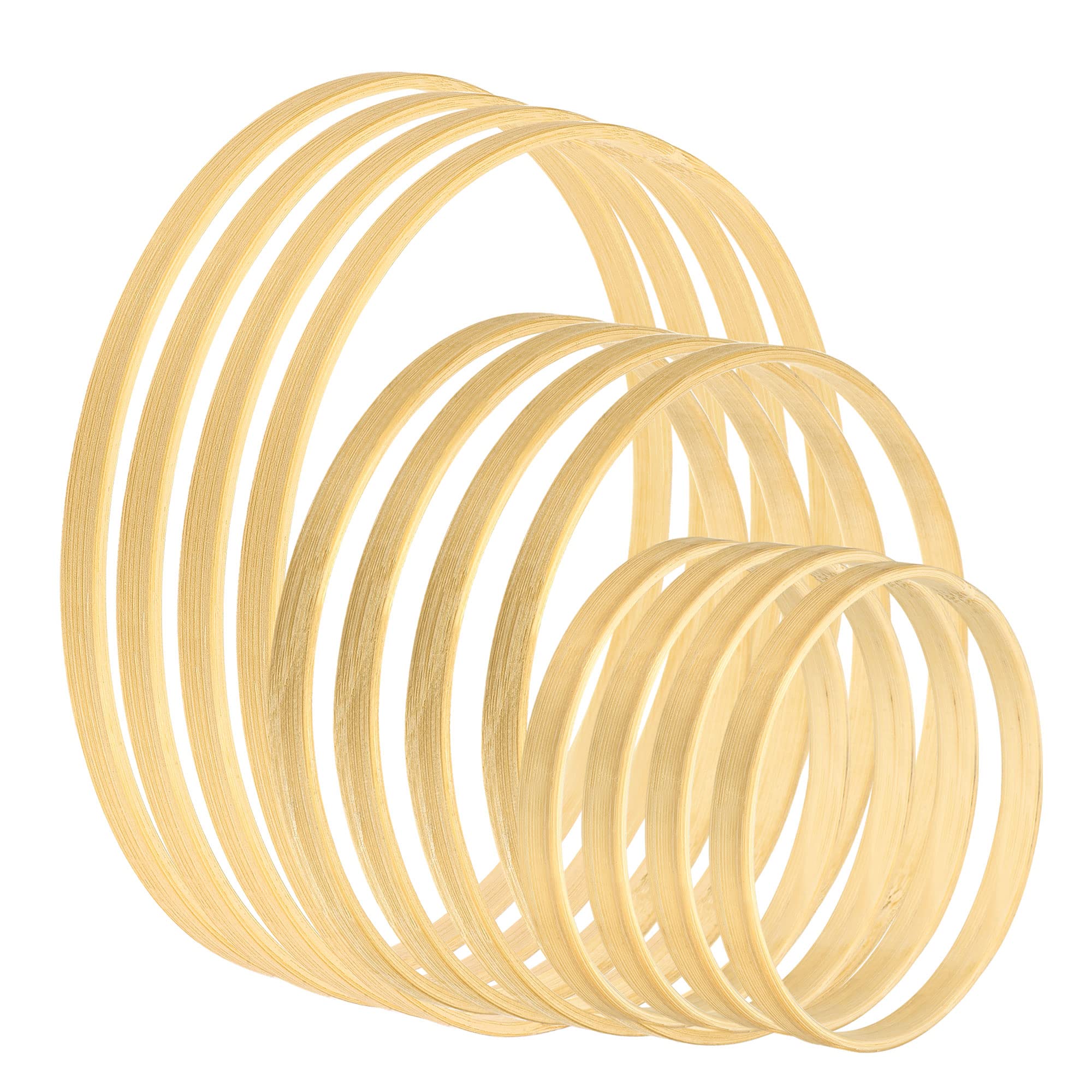 PATIKIL 4/6/8 Inch 3 Size Wooden Bamboo Floral Hoop, 12Pcs in 1 Set Craft Rings for DIY Wedding Wreath Decor Dream Catcher