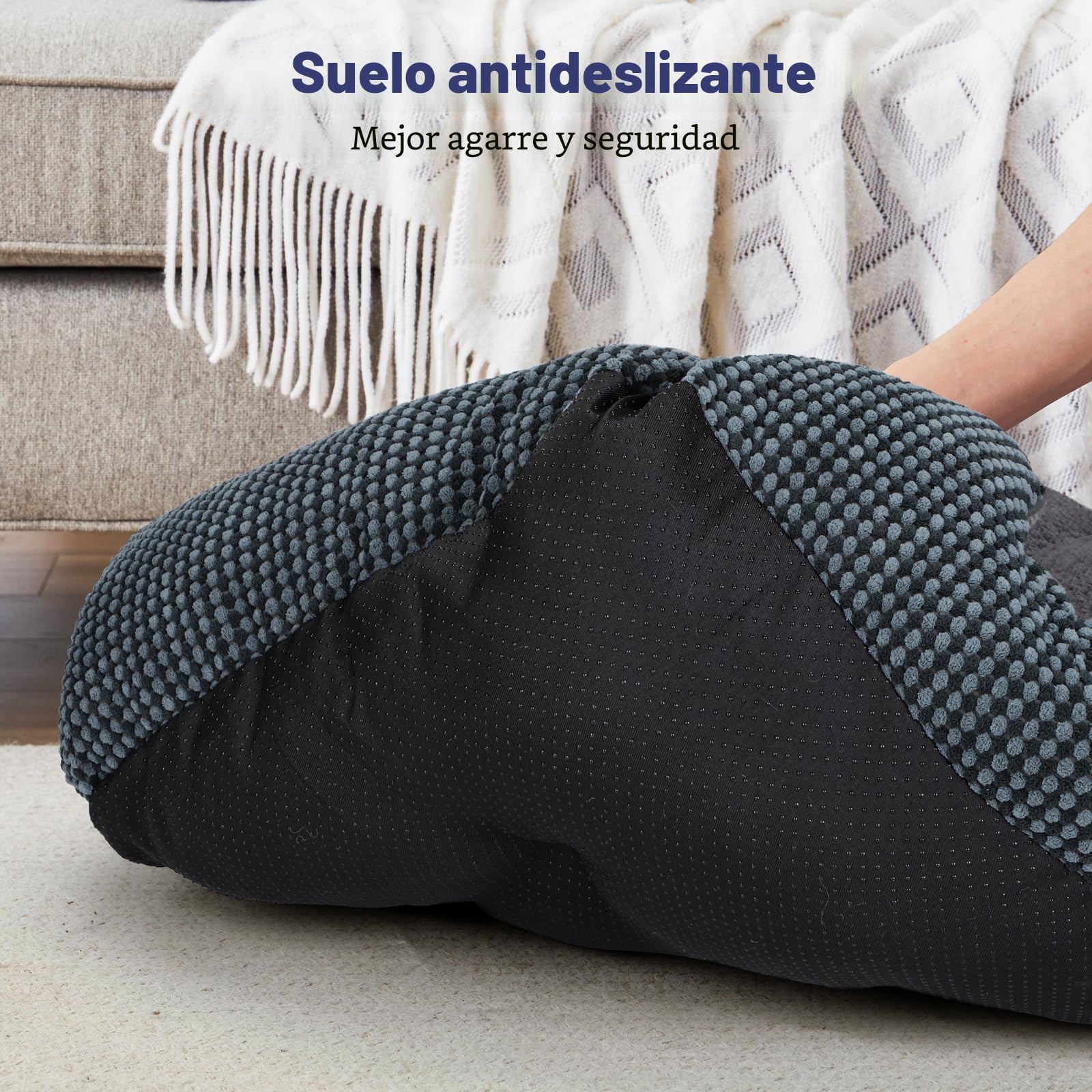 FURTIME Cama Perro, Cama Perros Grande Lavable Esponjosa, Camas Perros Antideslizante Antiansiedad, 89x63x23cm