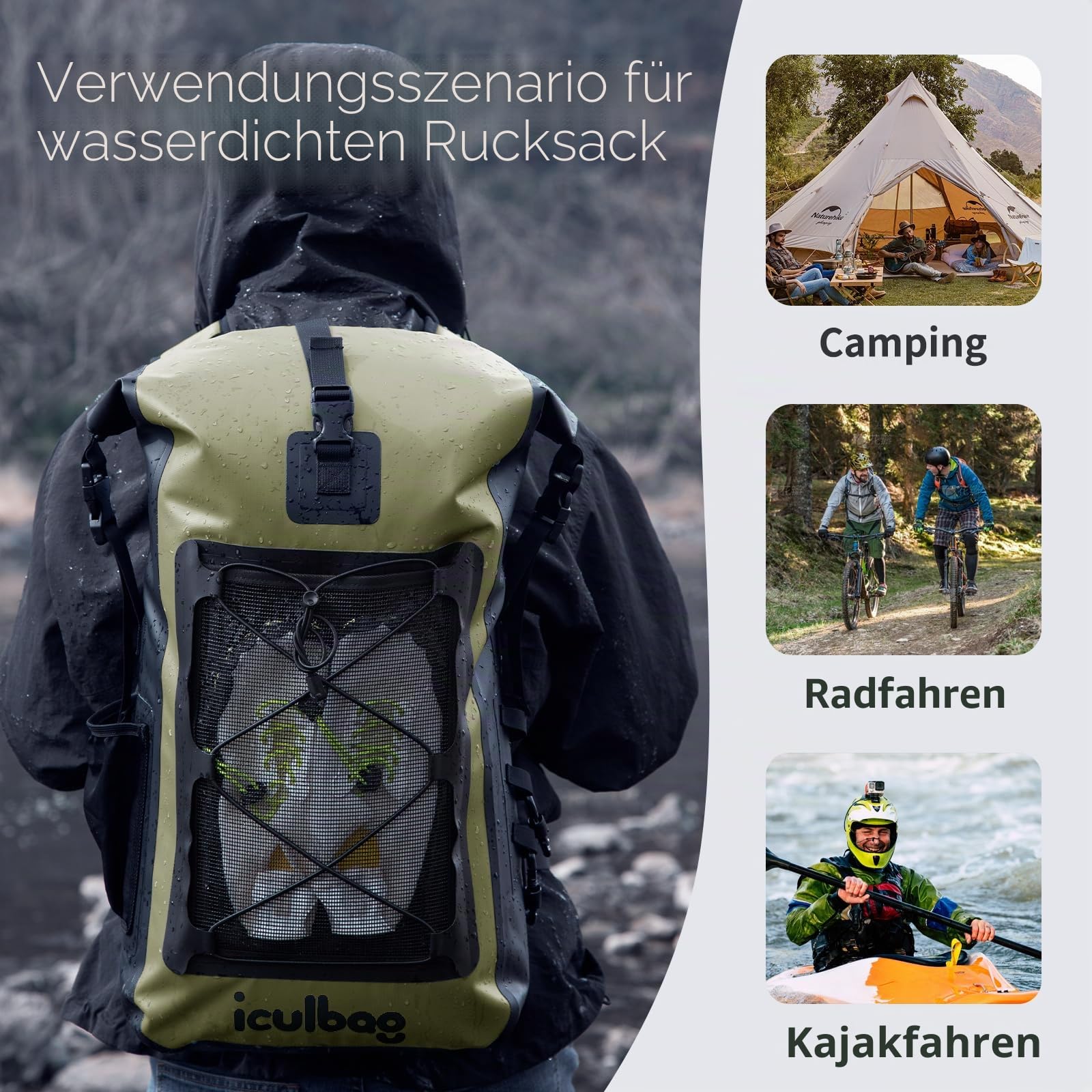 30L/40L Wasserdichter Rucksack BootszubehöR Dry Ferm Bag Wasserfester Rucksack Strandrucksack wasserdichte Tasche Strand ZubehöR
