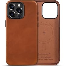 Belemay Leather Case for iPhone 16 Pro Max, Compatible with MagSafe [Camera Control Button] [Luxury & Classy] Premium Full-Grain Vegetable-Tanned Leather, Rich Patina, Secure Grip 6.9" Saddle Brown