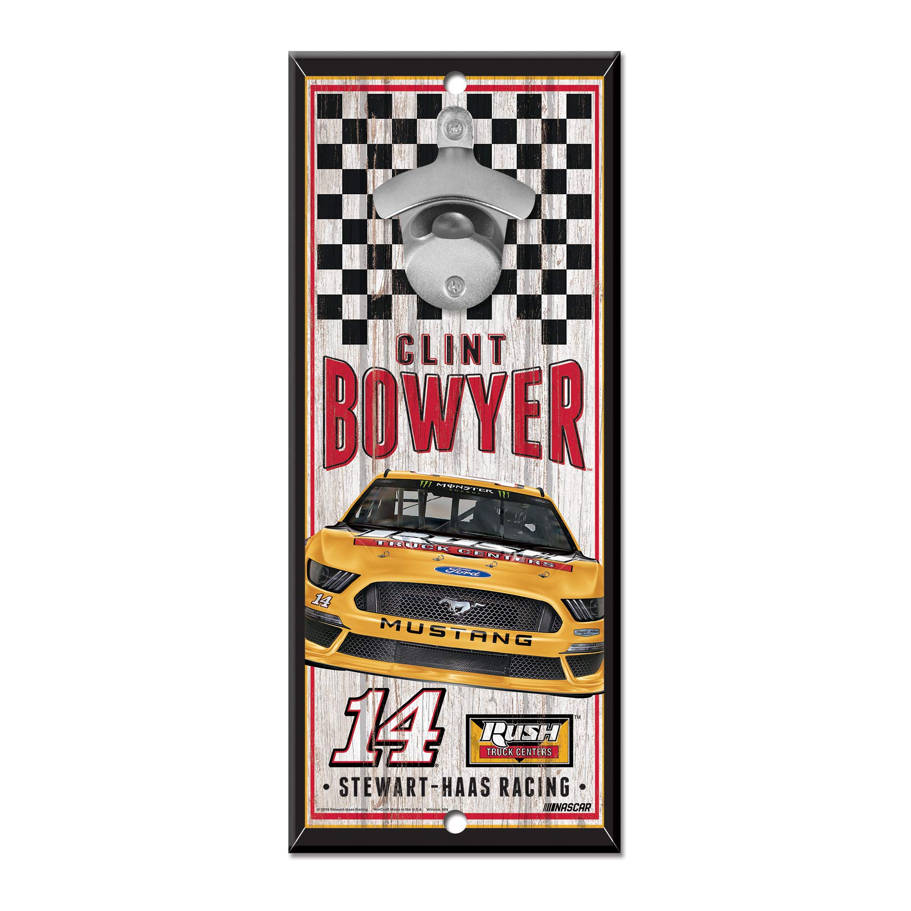 NASCAR Stewart Haas Racing Clint Bowyer NASCAR Clint Bowyer #14 5x11 Bottle Opener Sign, Multi, NA