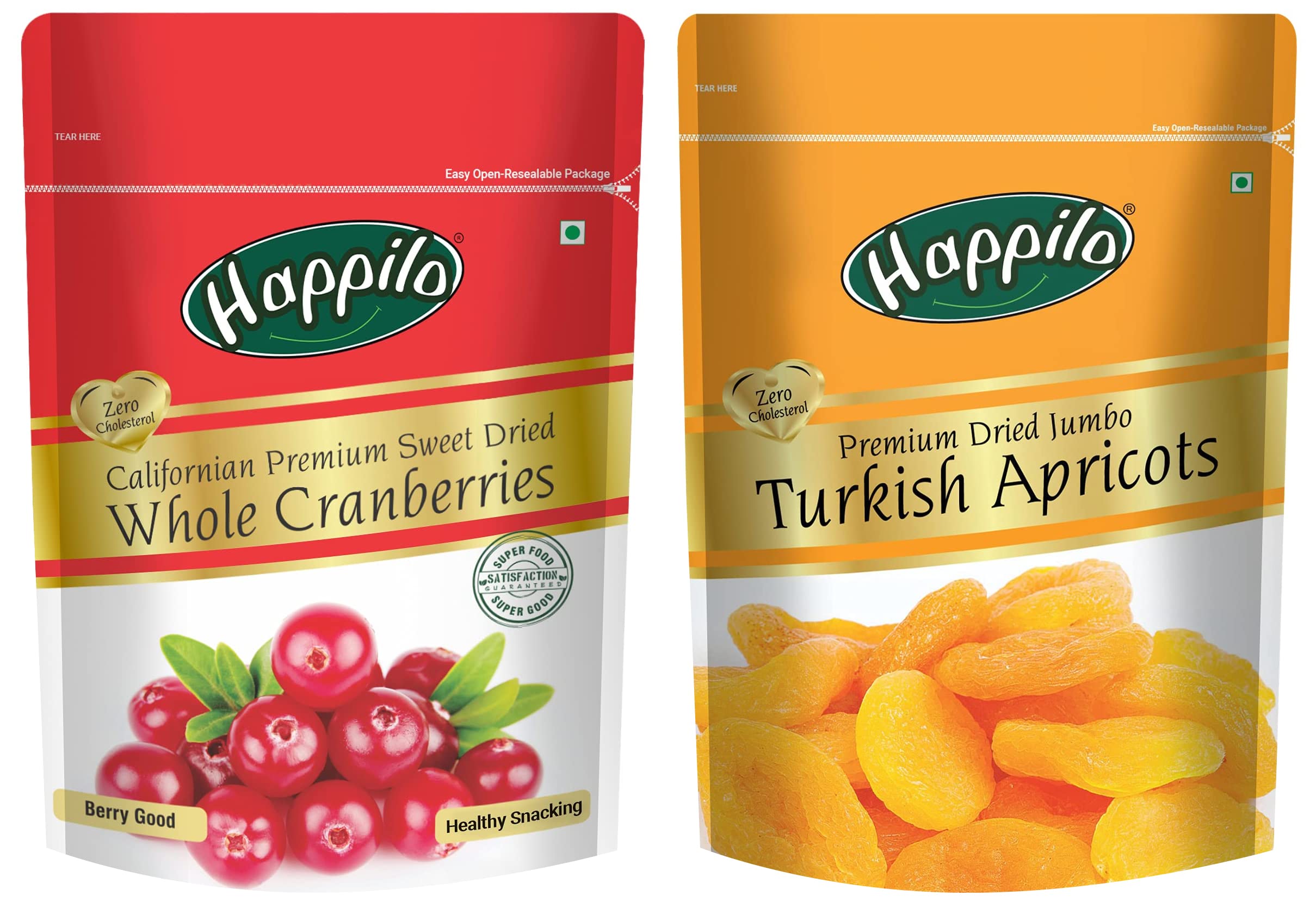 Happilo Dried Premium Turkish Apricots, 200Gm & Premium Californian Dried And Sweet Whole Cranberries, 200 Gm (B09VKSD5BC) Amazon Price History, Amazon Price Tracker