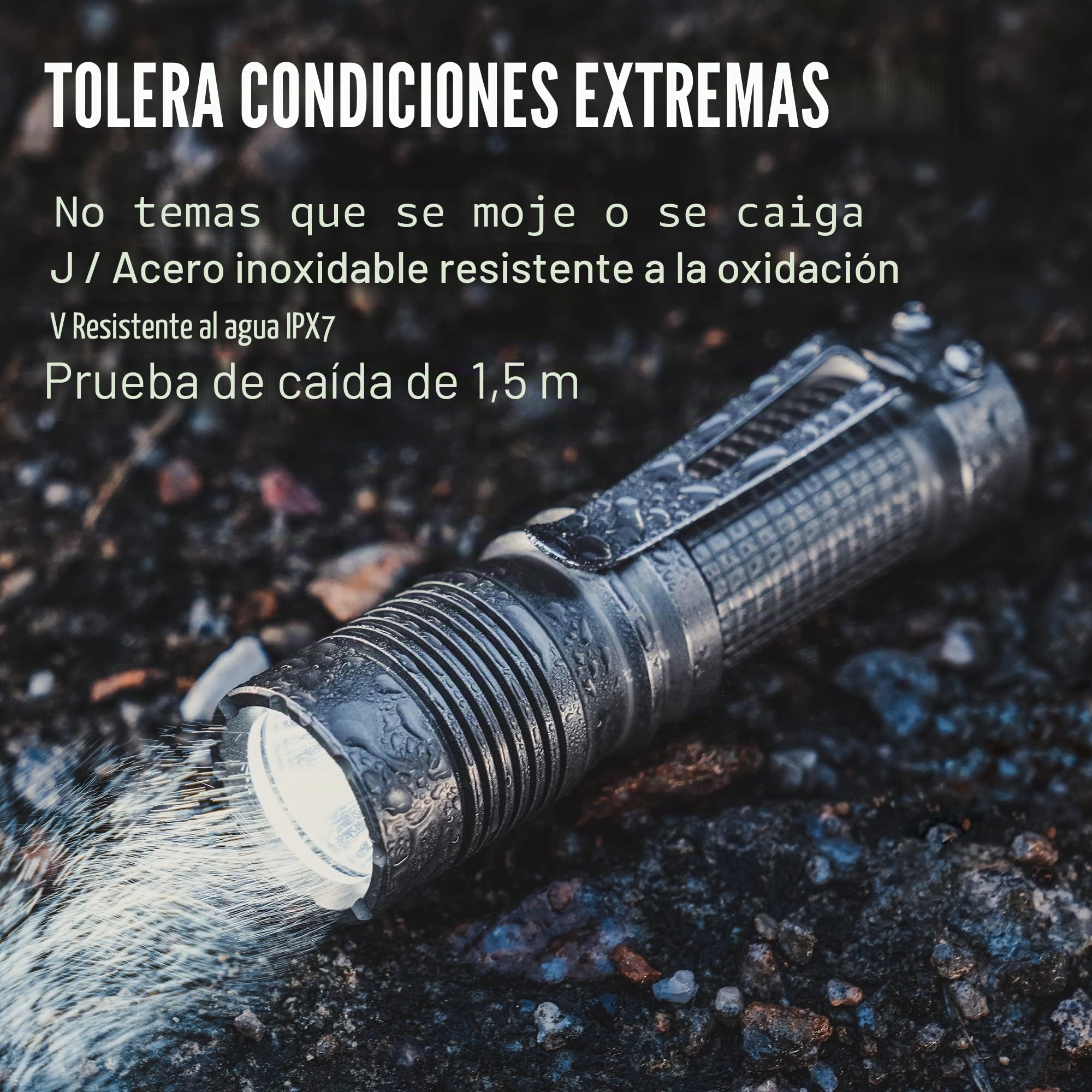 KeyUnity KF01 1050 Linterna LED de Alto lúmenes con Clip de Bolsillo, batería USB, 4 Modos, IPX7, Resistente al Agua, Linterna EDC de Mano compacta para Acampar al Aire Libre, Senderismo