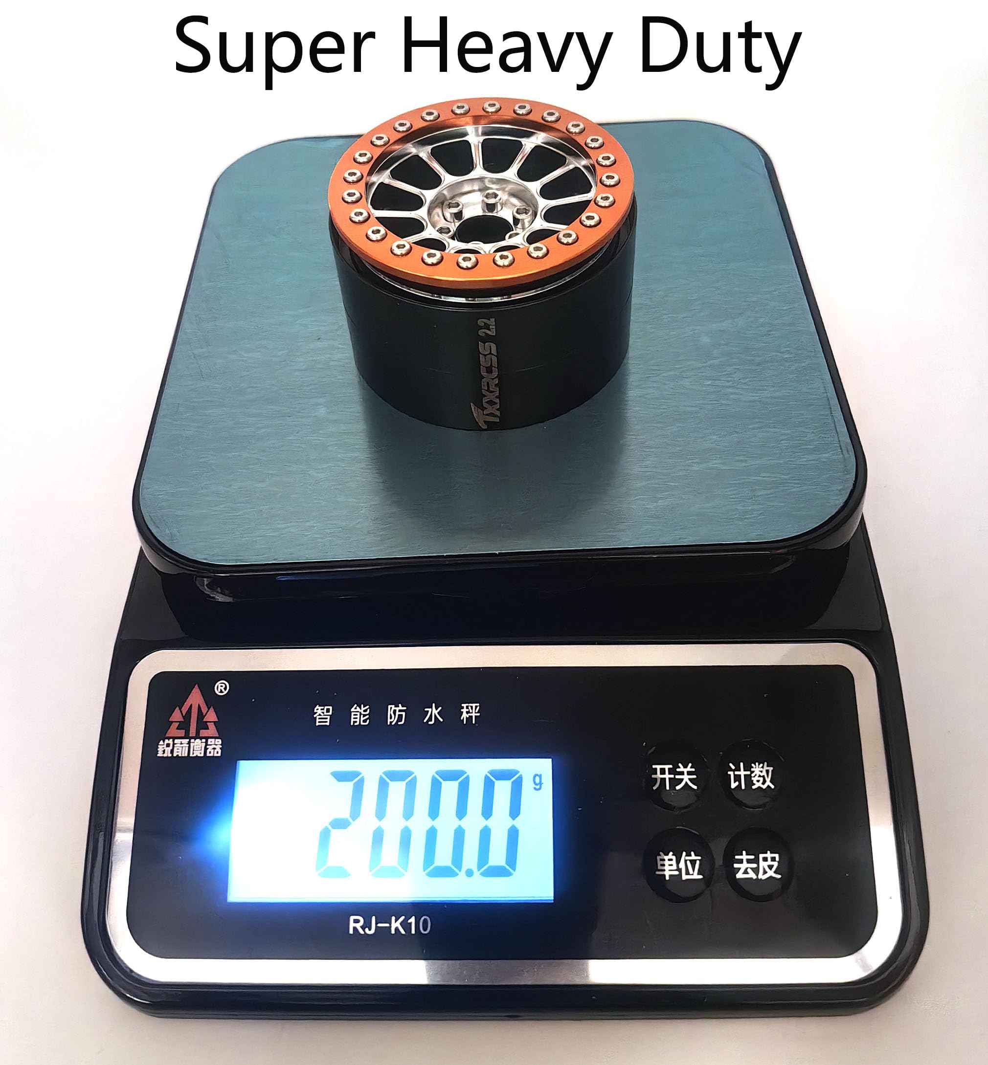 TxXrcss 200g Super Heavy Duty RC 2.2 Beadlock Wheels 1/10 Crawler Upgrade RC Wheel 4pcs Rims Hub for Axial SCX10 Trx4m (Silver Orange)