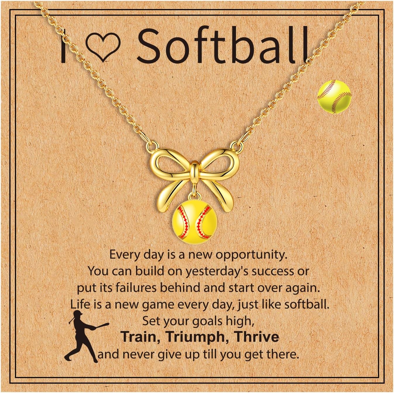 Softball/Soccer/Volleyball/Basketball/Football/Tennis/Pickleball Necklace for Team Coach Player, Sports Lovers Accessories Jewelry Christmas Gifts 16+3 Inches