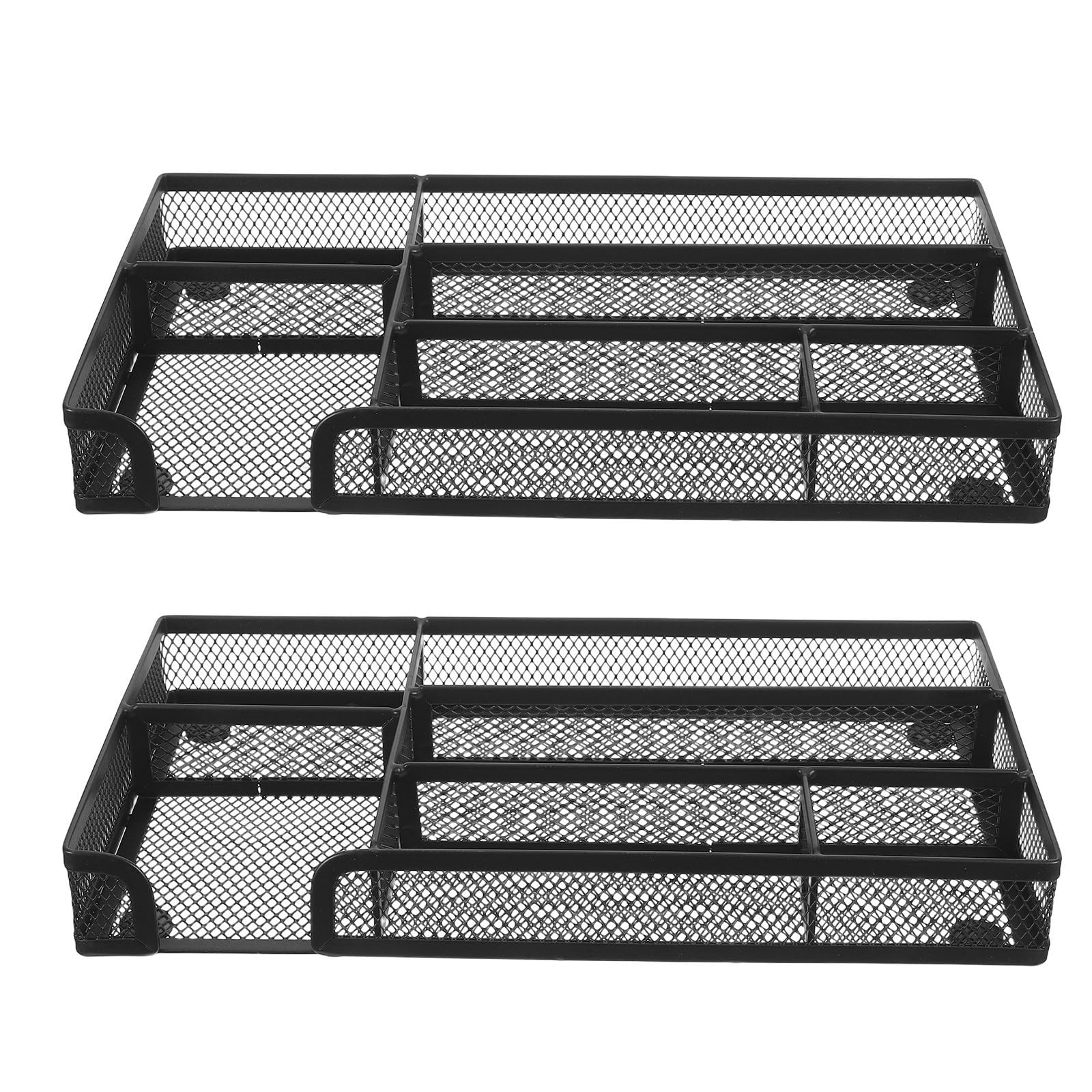 2 Piezas Organizador de Cajones de Escritorio Caja Organizadora de Escritorio de Metal Negro 6 Compartimentos Hierro sin Montaje para Organización y Cajones