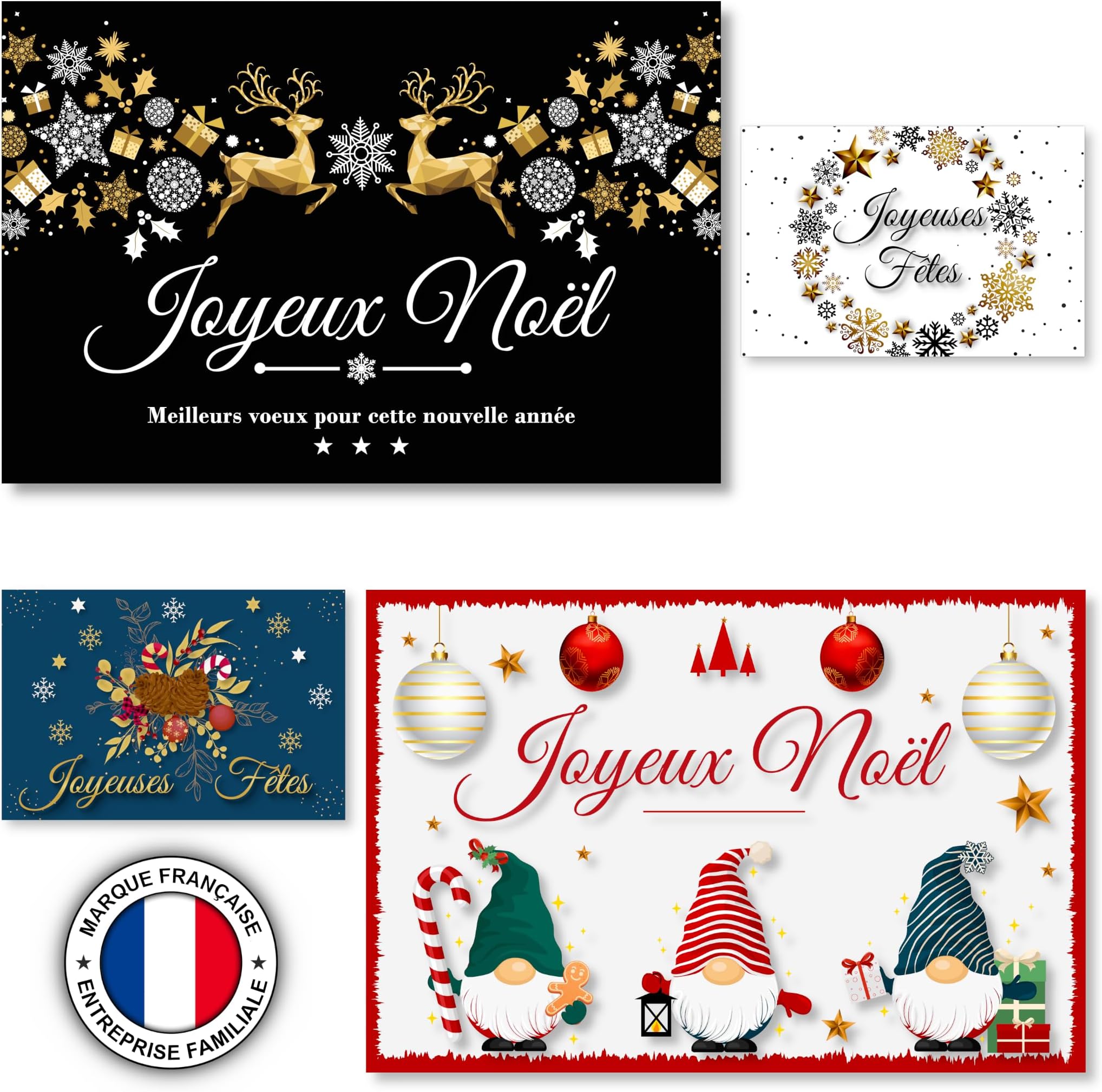 Edition Colibri 50 cartes postales de Noël: NOIR et BLANC Série de 50 