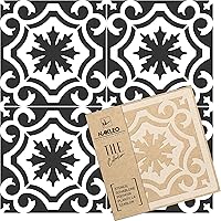 Vista 9 de LAMEGO - Plantilla de plástico reutilizable para azulejos, geométricos marroquíes, pared de suelo (17.7 x 17.7 in)