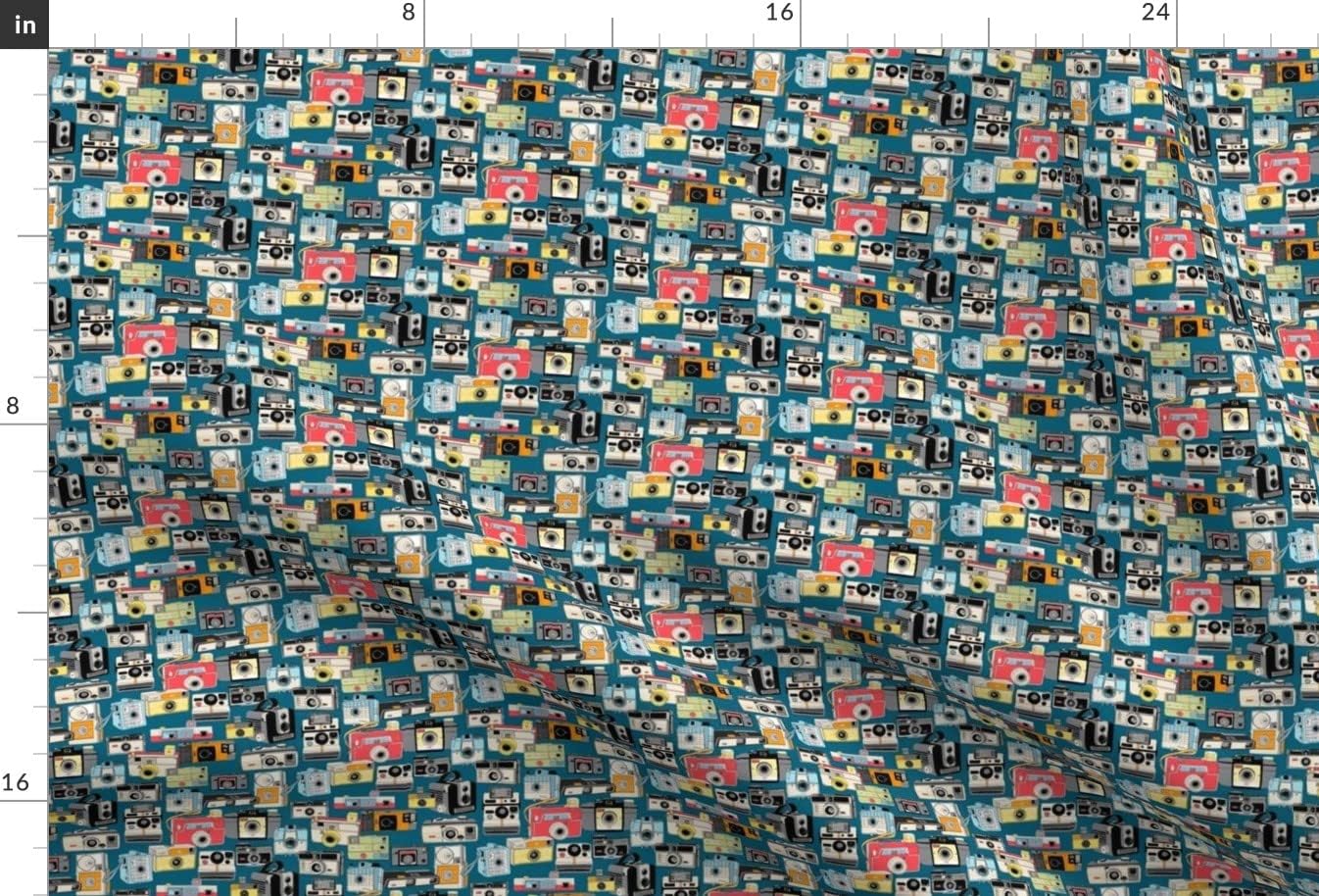 Spoonflower Fabric - Micro Midnight Vintage Camera Illustrations Photography Photo Retro Printed on Upholstery Velvet Fabric Fat Quarter - Upholstery Home Decor Bottomweight Apparel