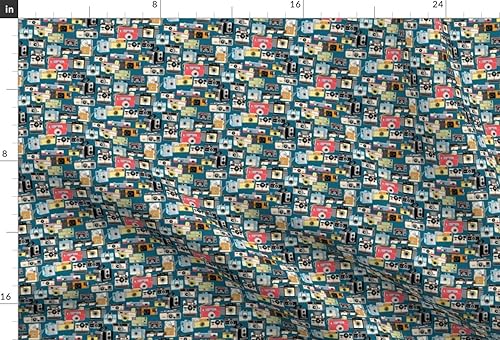 Miniatura 2 de Spoonflower Fabric - Micro Midnight Vintage Camera Illustrations Photography Photo Retro Printed on Chiffon Fabric by The Yard - Sewing Fashion