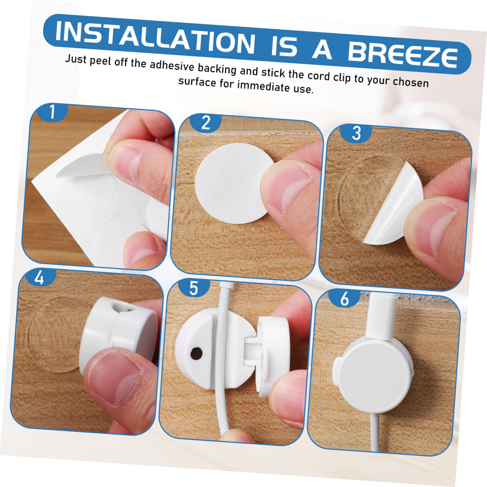 Operitacx 6pezzi Gestione Cavi senza Sforzo Clip Portacavi Magnetiche Organizzatore Cavi di Ricarica Clip Adesive per Design Salvaspazio per Uso su Tavolo Scrivania e Veicoli