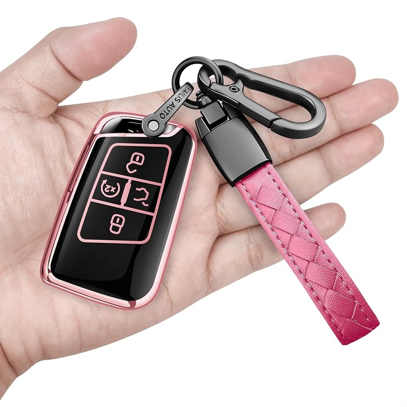 Capa para Chave Automotiva Volkswagen Sindeda em TPU com Chaveiro Rosa para Tiguan, Atlas, Jetta, Passat, Golf e Alltrack