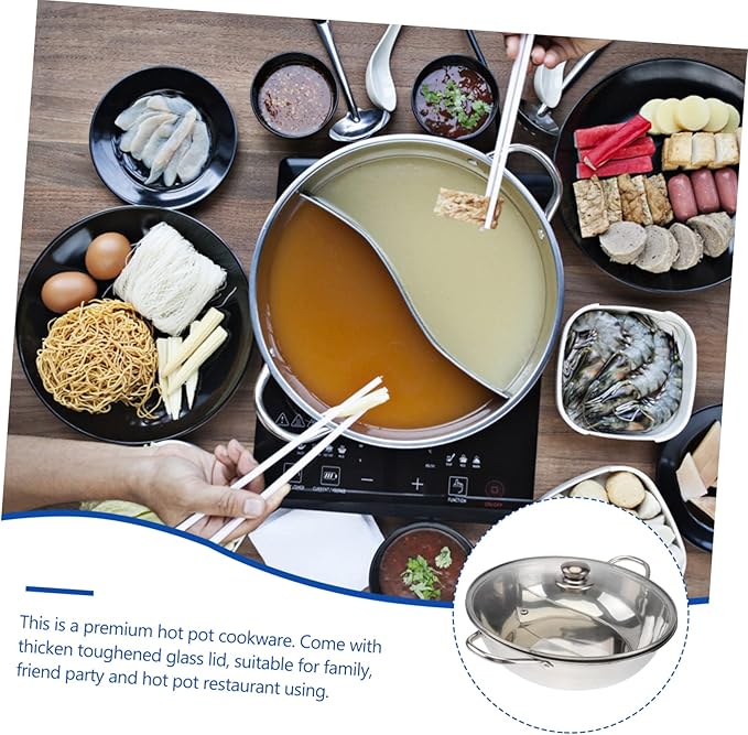 Olla eléctrica multifuncional de acero inoxidable con división para fondue miniatura 7