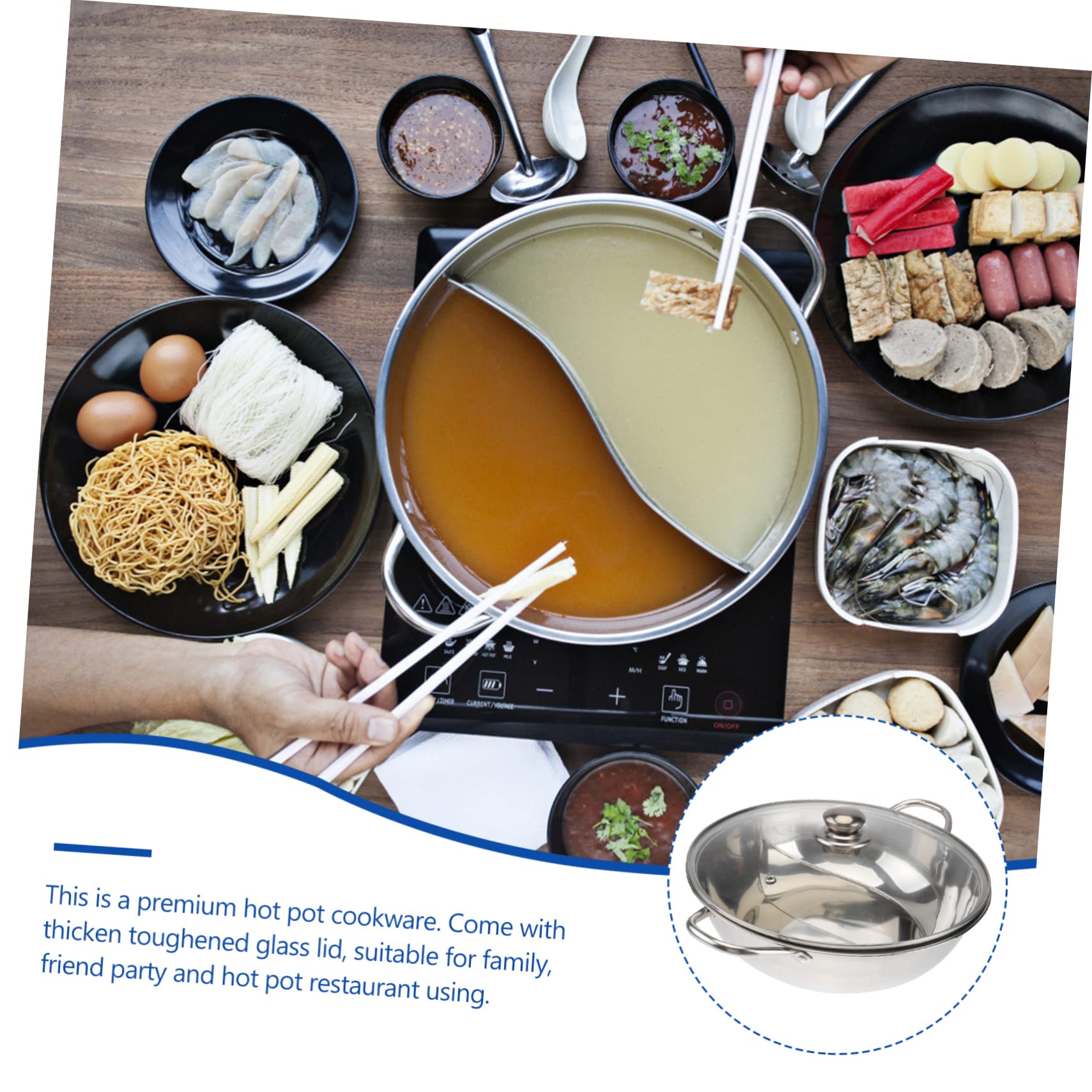 Amazon.co.jp: Housoutil 304ステンレス製 仕切り付き鍋 蓋付き多機能