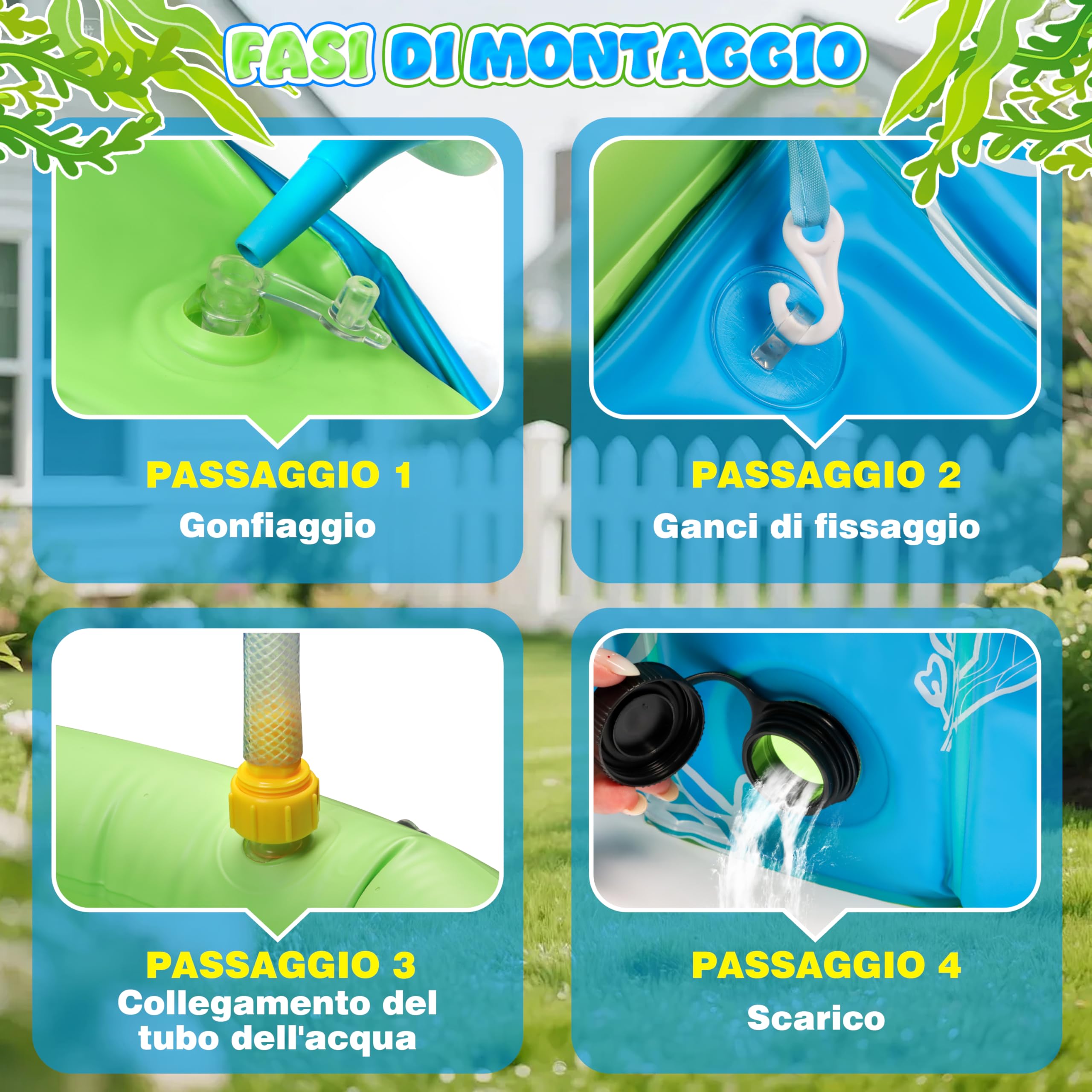 Piscina per Bambini Pop-Up 4-in-1, 100x30 cm Tenda da Spiaggia con Spruzzi d'Acqua, Piscinetta Neonato Spiaggia con Anti-UV SPF 50+, Tenda Portatile per Giardino, Spiaggia Picnic