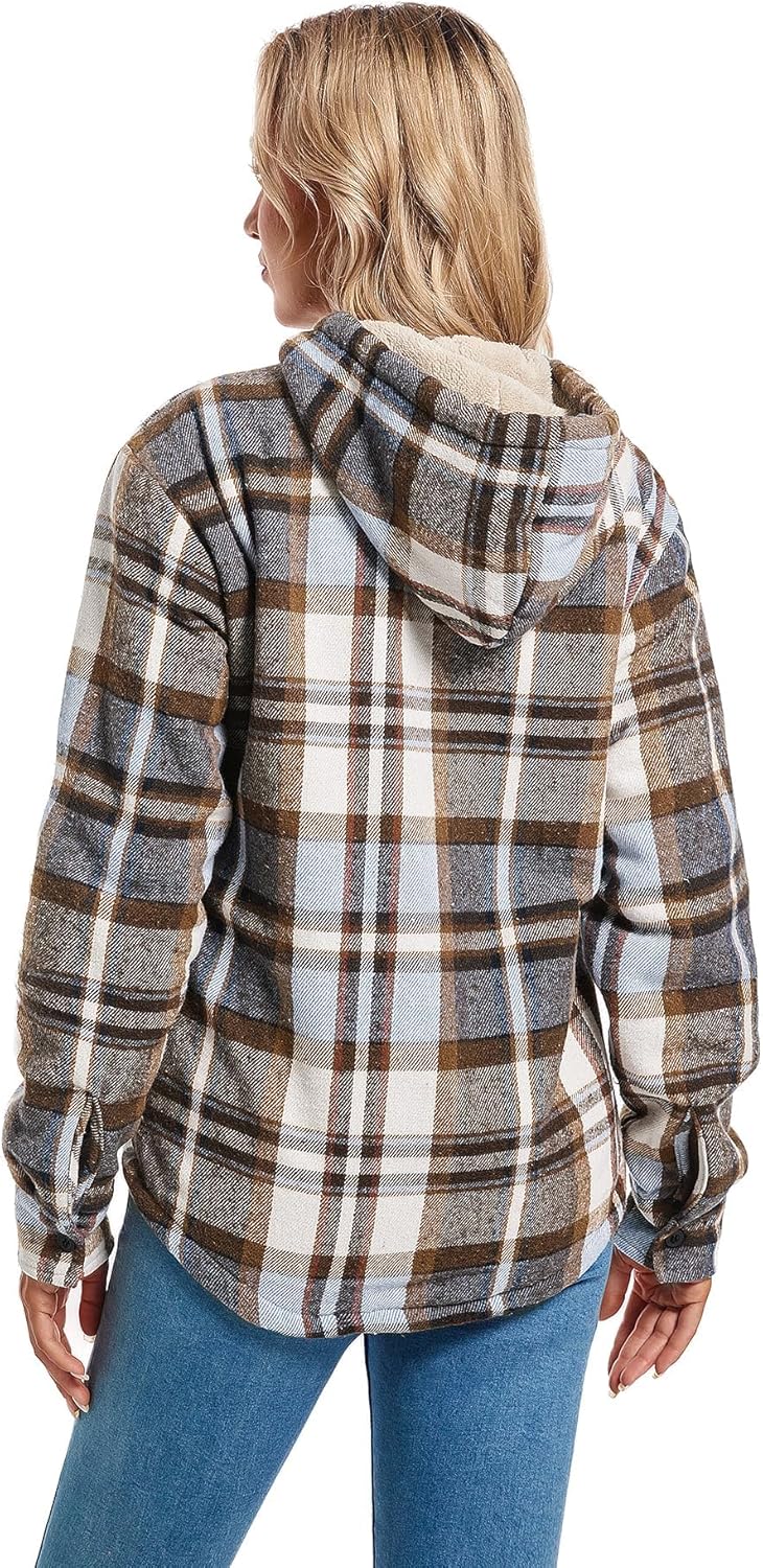 Women's Full Zip Fleece Flannel Jacket Plaid Sherpa Lined Jacket for Women - Image 4
