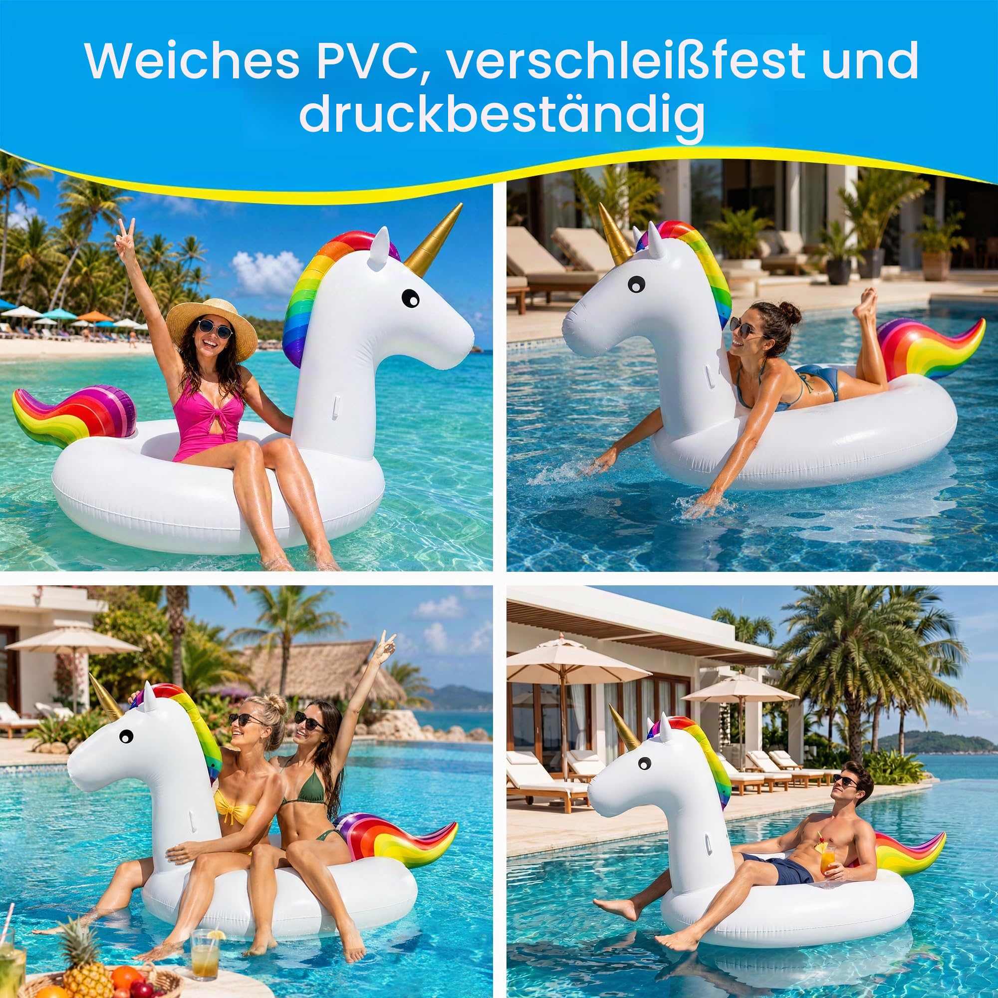 Dracarys Riesiges Aufblasbares Einhorn - Schwimmendes Schwimmbecken - Wasseraufblasbares Spielzeug - Einhorn & Kinderschwimmring Und Wassersport-Stuhl