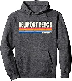Vintage 70s 80s Style Newport Beach CA Hoodie Pullover Hoodie