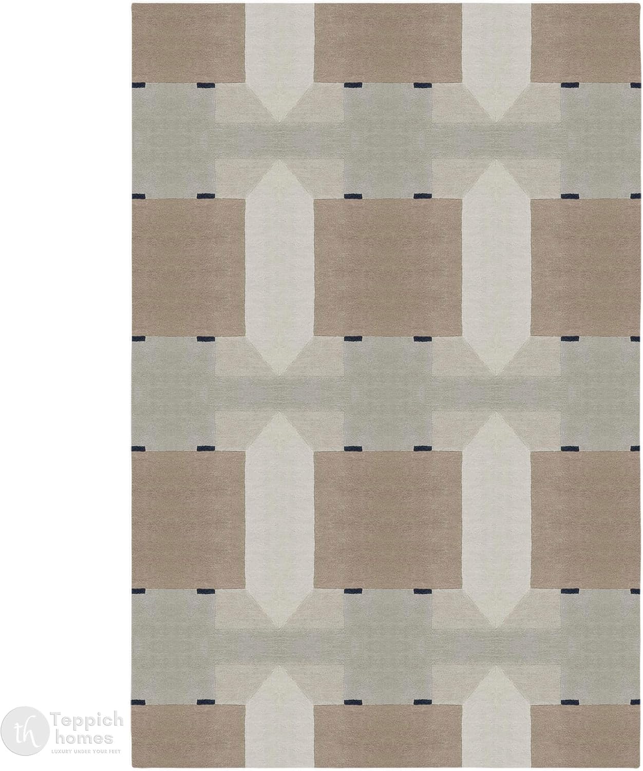 7'x10' Hand Tufted Wool Geometric Area Rug, Beige Grey Modern Carpet for Living Room Bedroom Dining Room