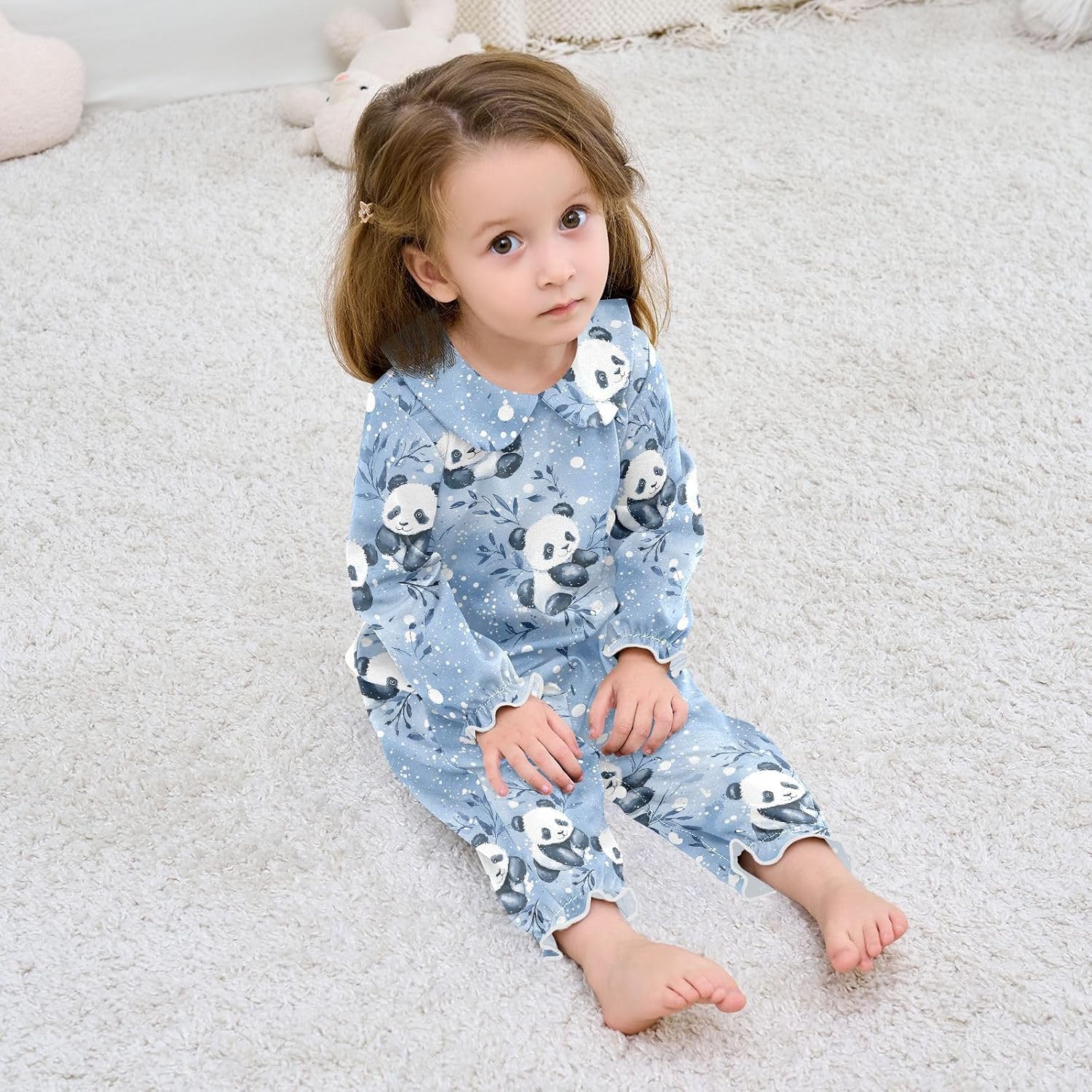 vvfelixl Baby Sleepers Panda with Snow Long Sleeve Onesie Girl Baby Clothes for Girl Play One-piece for 0-3 months