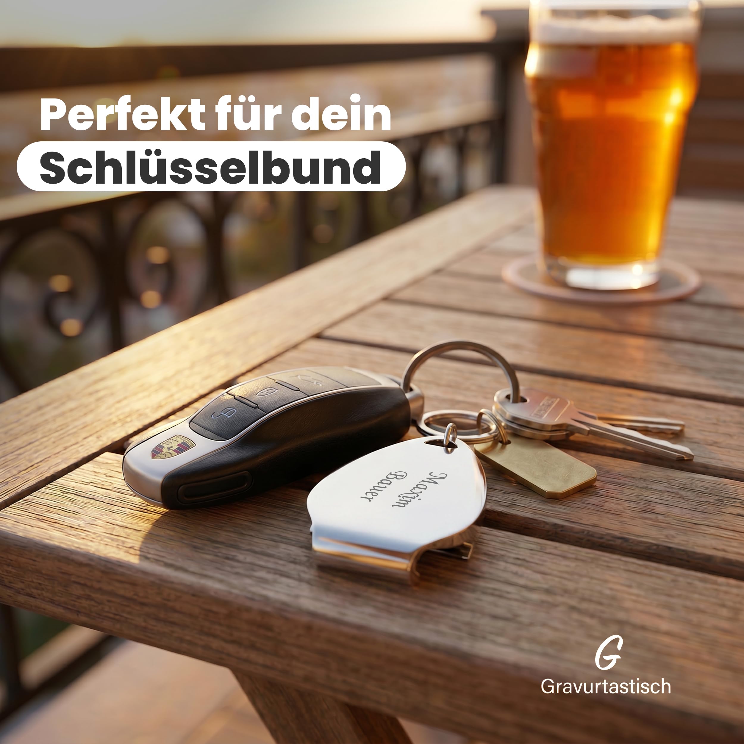 Gravurtastisch Flaschenöffner personalisiert mit Gravur - Bieröffner mit Wunschtext - Geschenk für Papa und Männer - Vatertag Hochzeit Gastgeschenk - Edelstahl (250)