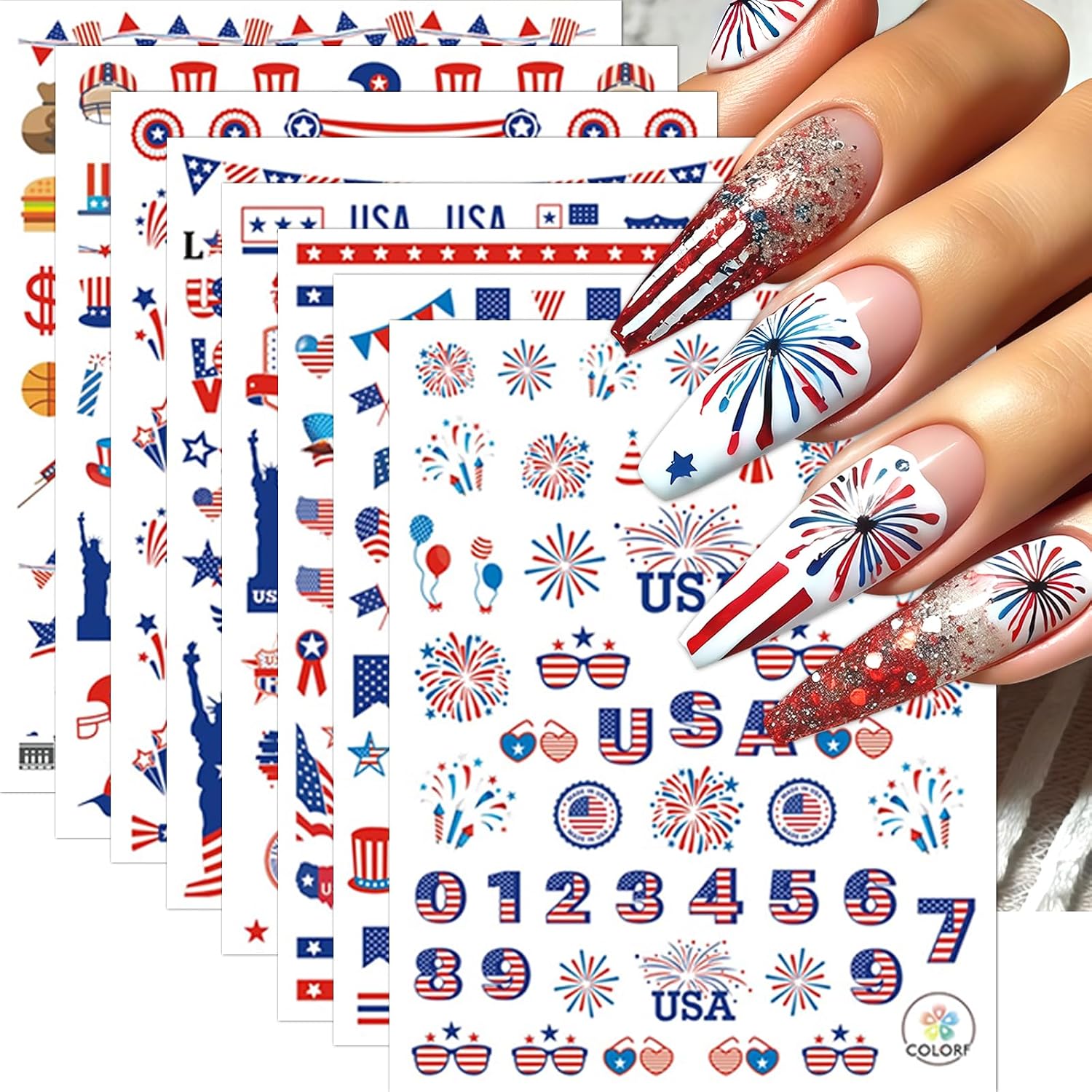 Independence Day Nail Stickers - Patriotic Nail Art Decor